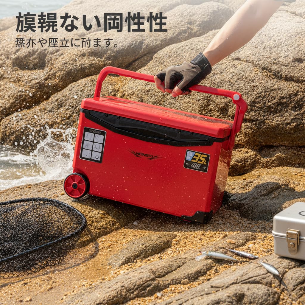 Frigo portatile a rotelle per pesca, campeggio e attività all'aperto, capacità 31-40L, per bevande, Bianco