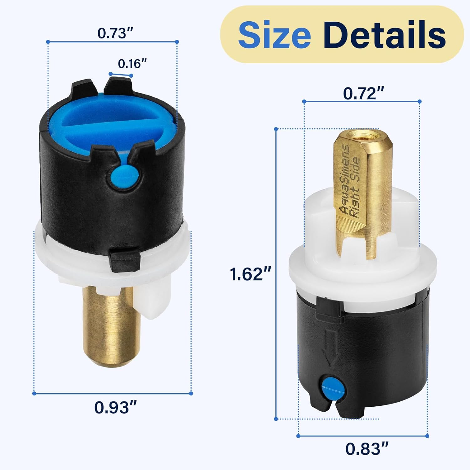 RP60400 Valve Hot and Cold Cartridge Sink Handle Valve Stem Assembly Replacement Parts for Delta 2 Handle Bath Diamond Seal Technology Faucets and Beverage Faucets