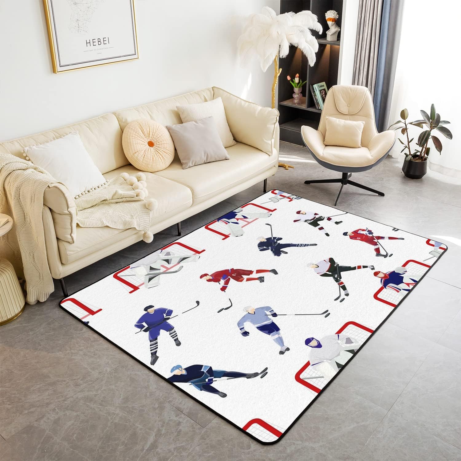 Tapis hockey sur glace imprimé 3D avec revêtement anti-slip 140 X 200 cm
