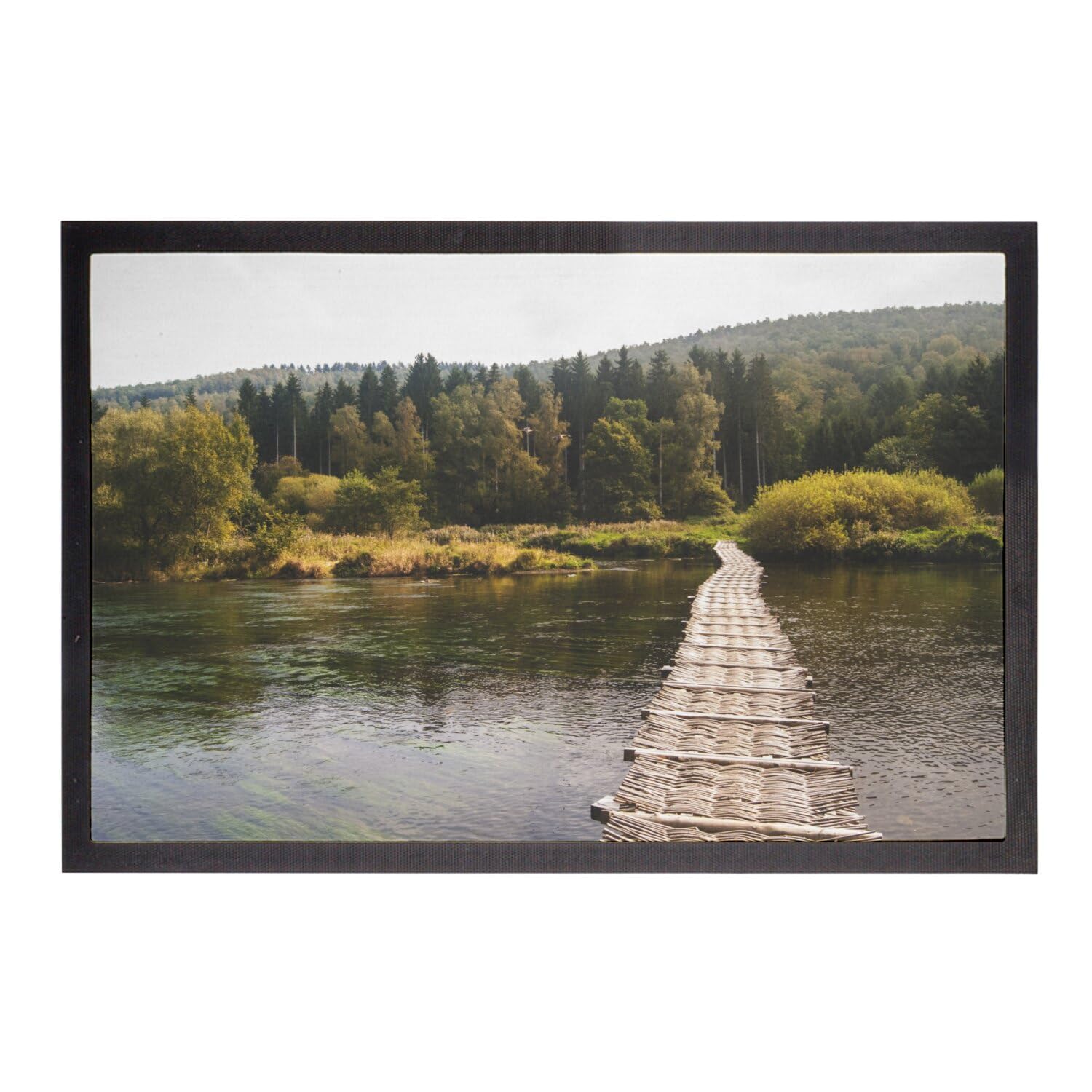 Paillasson passerelle en bois forêt 75x50cm tapis entrée nature sauvage