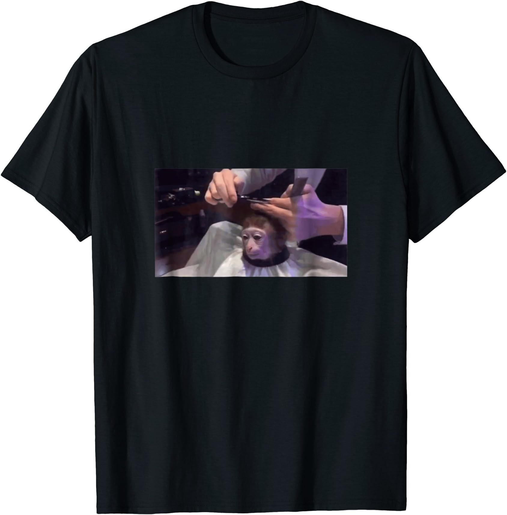 Monkey Haircut teezFunny Dank Meme Monkey Getting Haircut t-shirt T-ShirtOEKO-TEX STANDARD 100