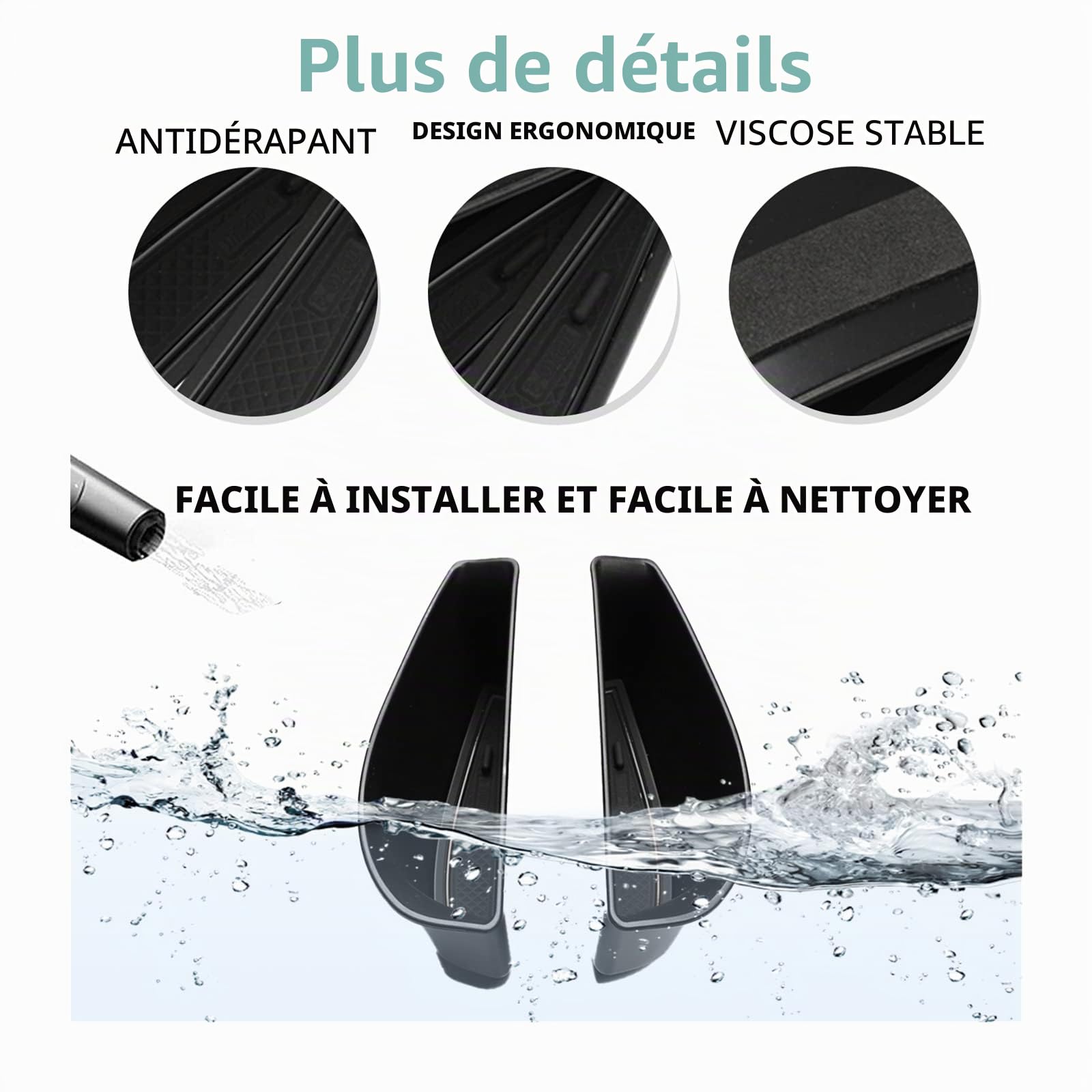 GAFAT Compatible avec VW ID.4 ID.5 GTX Pro 2021-2025 2026 Boîte de Rangement Console Centrale, Plateau Organisateur pour Boucle de Porte Accoudoir, ID4 ID5 Accessoires [Un Jeu de 4 Pièces] (Noir)