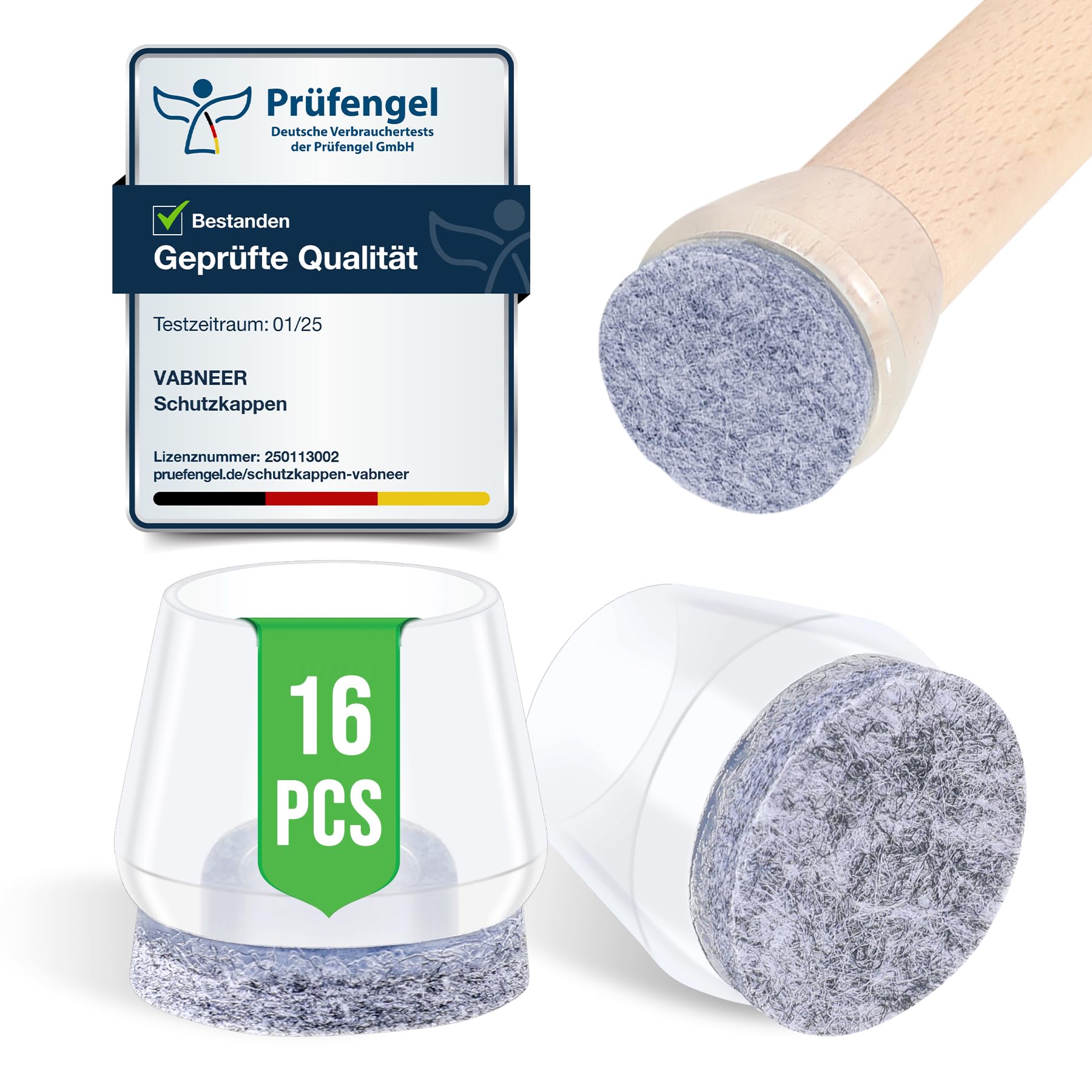 VABNEER 16 Piezas Protector Patas de Sillas, 16-18mm Redondas Transparentes Silicona Protector con Almohadillas de Fieltro