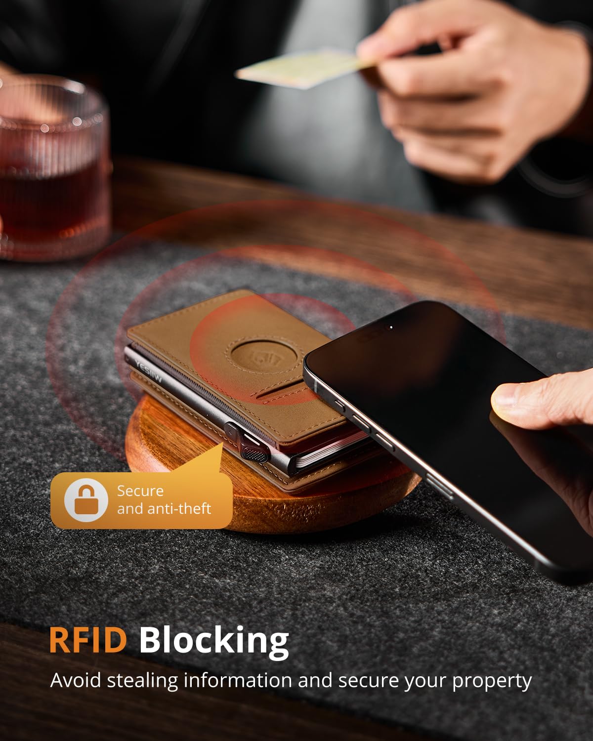 YESIIW Airtag Wallet Portafoglio Uomo per Apple Air Tag, Portafoglio Apple con Blocco RFID Pop-up Portacarte Uomo per 10 Cartes Portafoglio Uomo Slim con Portamonete & Finestra ID (Marrone Scuro