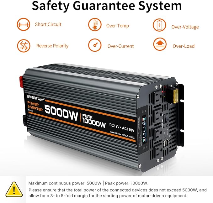 Inversor de Corriente 5000W 12V a 110V con Control Remoto miniatura 4