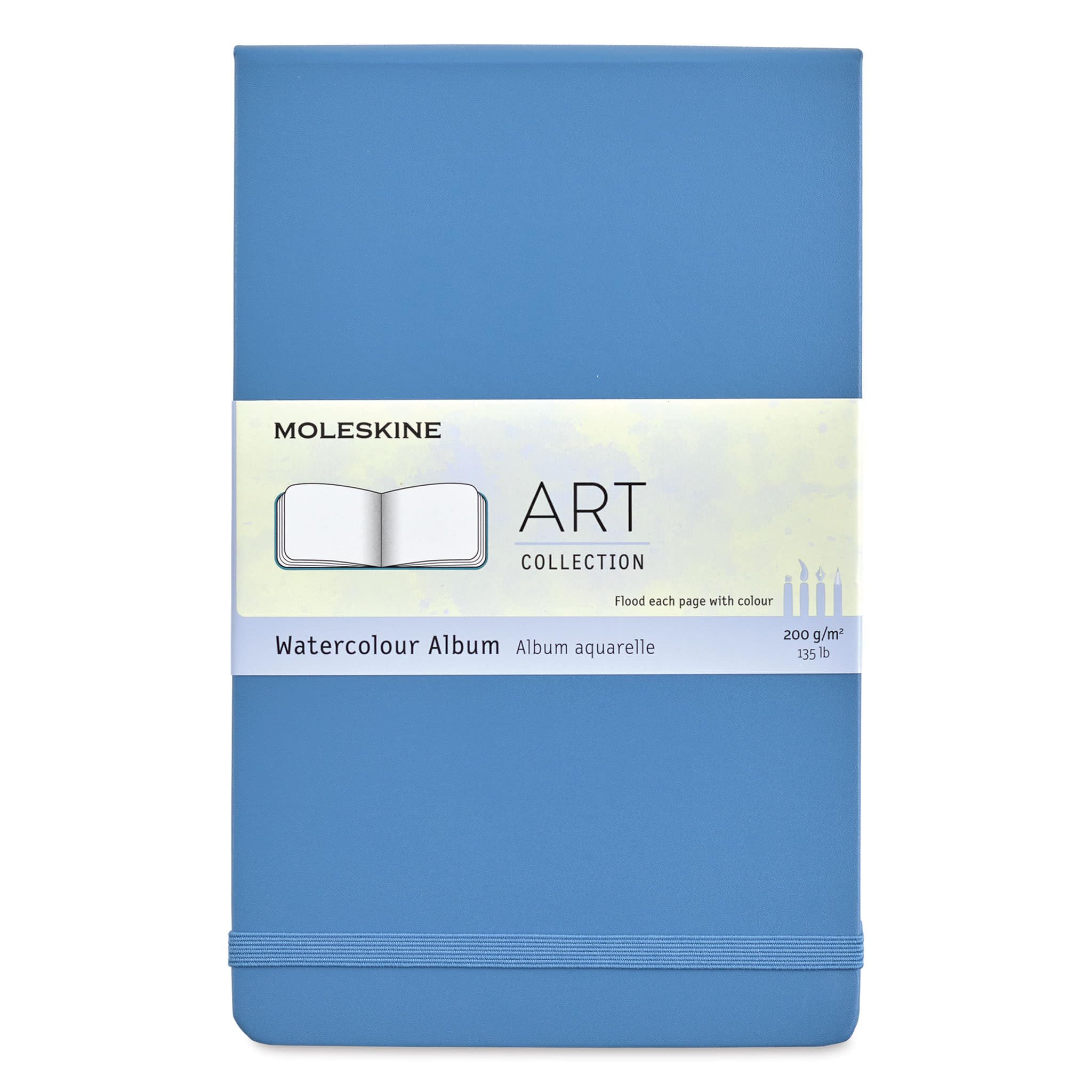 Moleskine Album aquarelle artistique, grand, uni, bleu bleuet, couverture rigide (12,7 x 21,6 cm)