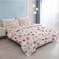 Vista 47 de SOULZZZ Juego de ropa de cama retro hippie tamaño matrimonial, edredón floral de hongos margaritas para niñas y mujeres, edredón negro con 2 fundas