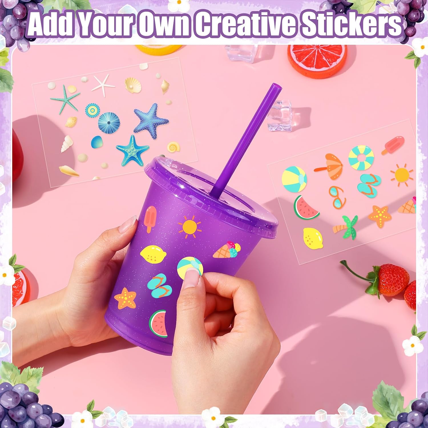 24 Pcs Plastic Tumblers with Lids and Straws, Reusable Cups with Lids Plastic Colorful Cups for Party Birthday, Iced Coffee Cup Travel Mug Cold Drink Tumblers Bulk (16 oz, Purple) image 4