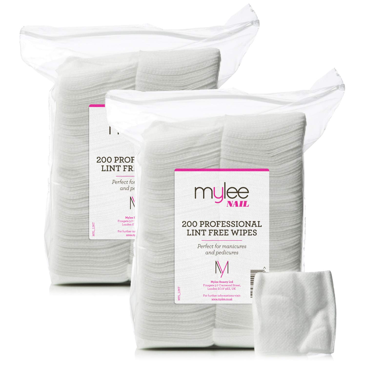 MYLEELint-Free Nail Wipes Professional Use Gel Removal Soft Pads for Manicure and Pedicure (Pack of 2X 200)