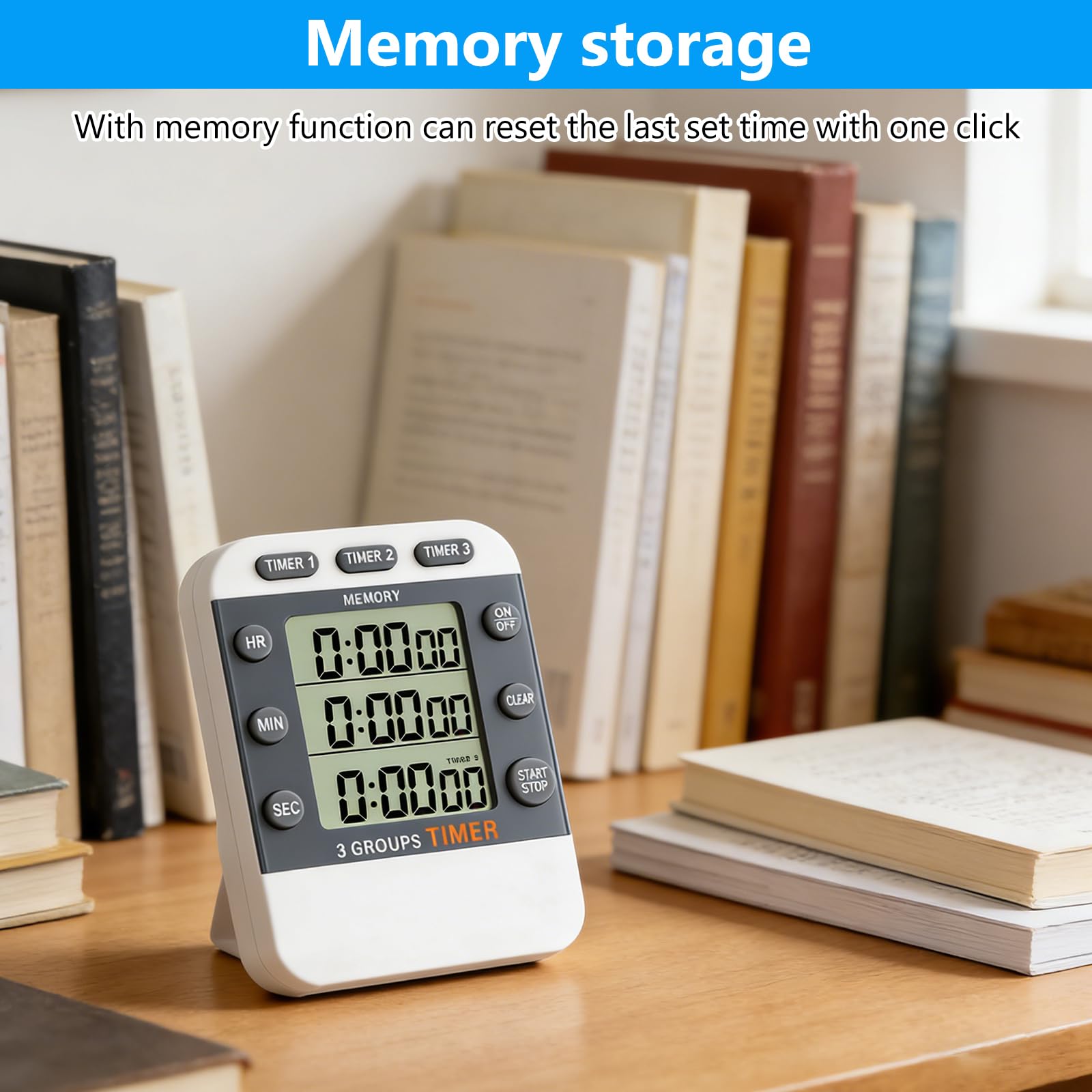 Timer digitale a 3 canali, grande display, allarme volume forte, luce lampeggiante, retro magnetico, supporto