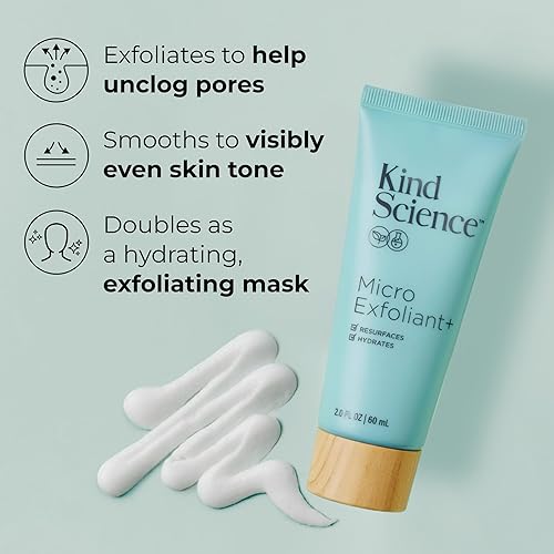 Miniatura 2 de Kind Science Exfoliante facial micro - Lavado facial exfoliante 2 en 1 + máscara facial con AHA para suavizar e hidratar la piel, sin parabenos ni