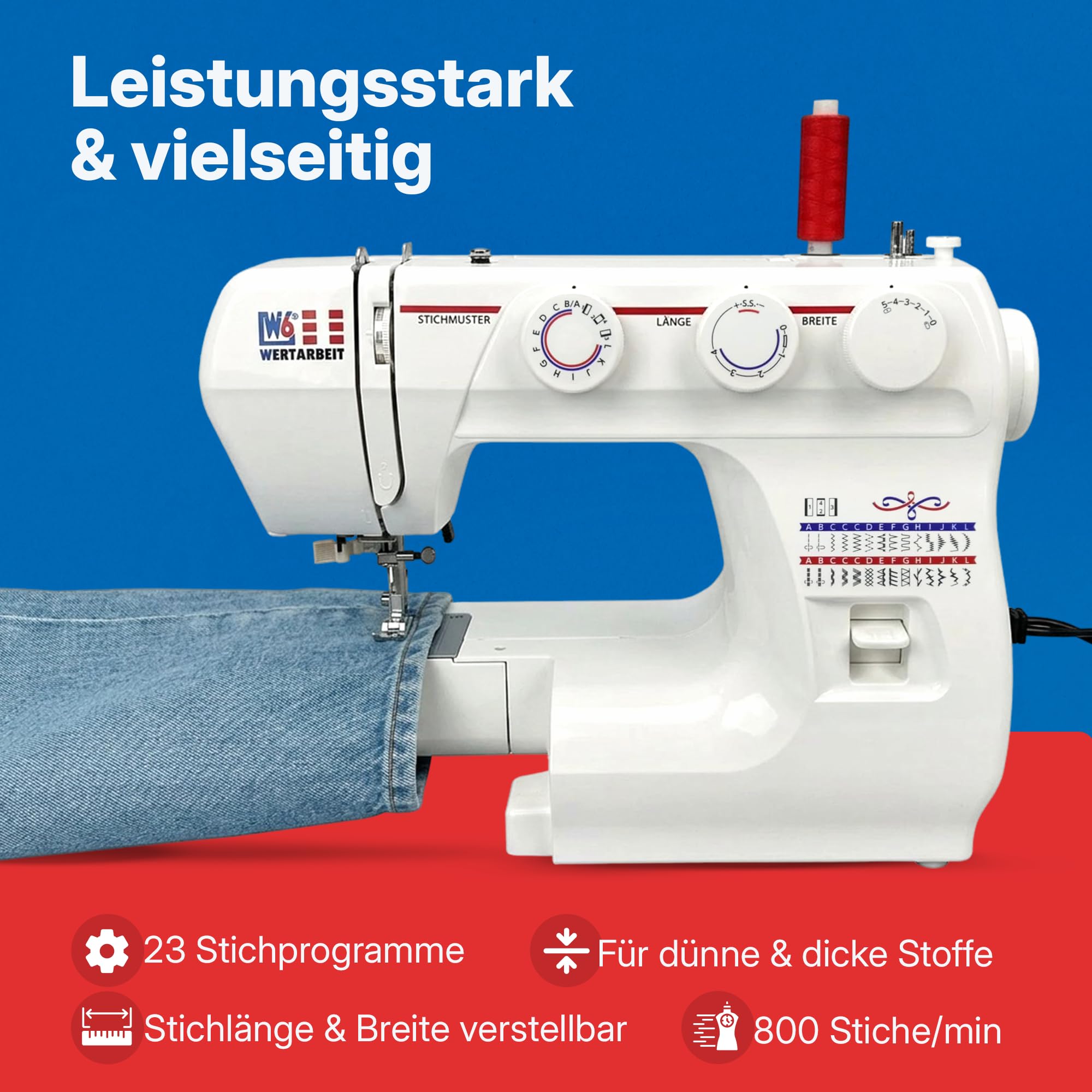 W6 WERTARBEIT N 1235/61 Nähmaschine (Freiarm Super Nutzstich-Nähmaschine (29 Programme)) weiß | Freiarm, Super Nutzstich-Nähmaschine, 29 Programme