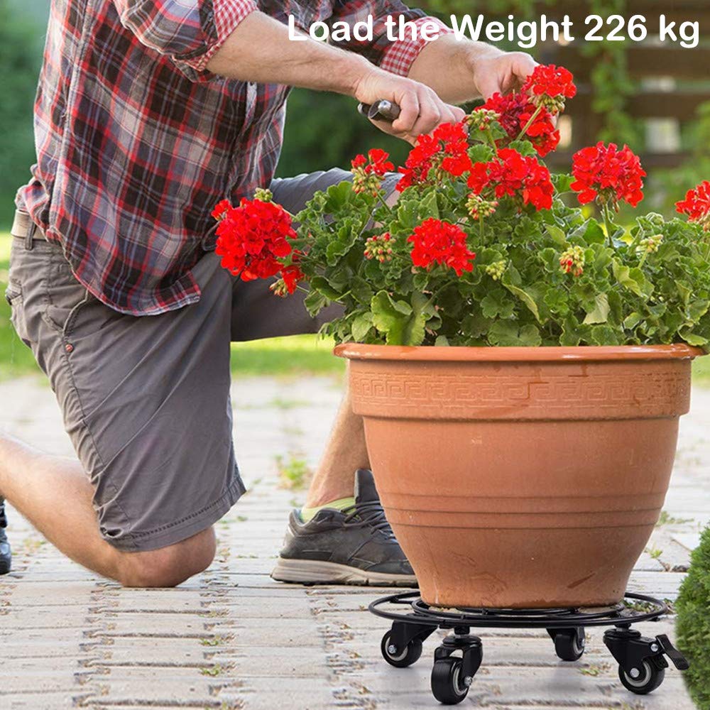 Amagabeli 14in Metal Plant Caddy Heavy Duty Iron Potted Plant Stand