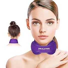 Neck Ice Pack Wrap, Cervical Cold Compress for Injuries - Reusable Hot & Cold Therapy, Adjustable Flexible Gel Migraine Ice Head Wrap (Purple)