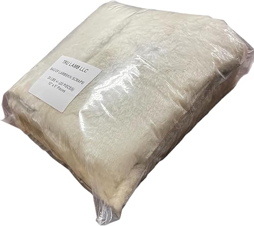 Miniatura 5 de Remanentes de cuero de lana de oveja, cuero de oveja y lana, chatarra de lana de cordero, aproximadamente 16-18 piezas de 10 x 5 pulgadas (aprox. 2