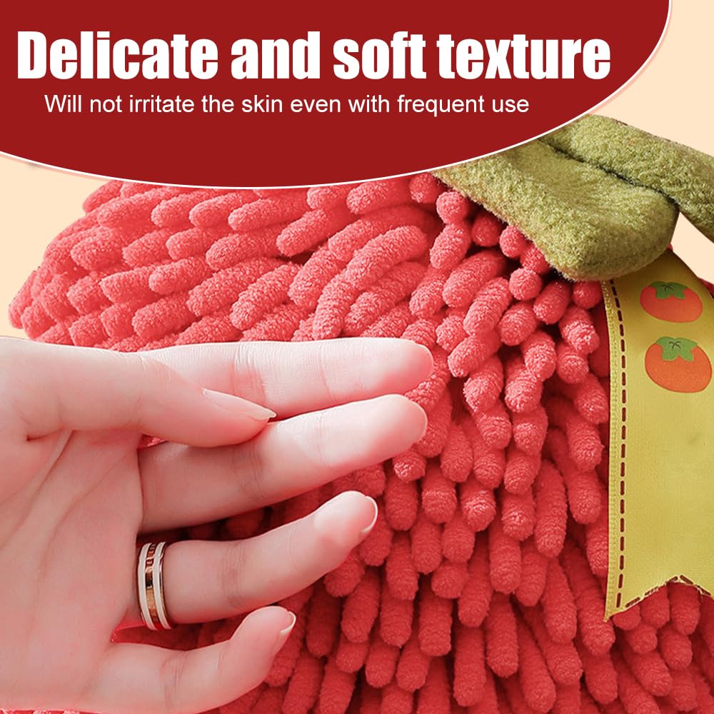 MiOYOOW - Servilletas de mano para colgar (2 unidades, secado rápido, bola de toalla absorbente, felpa, para baño y cocina, forma de fruta)