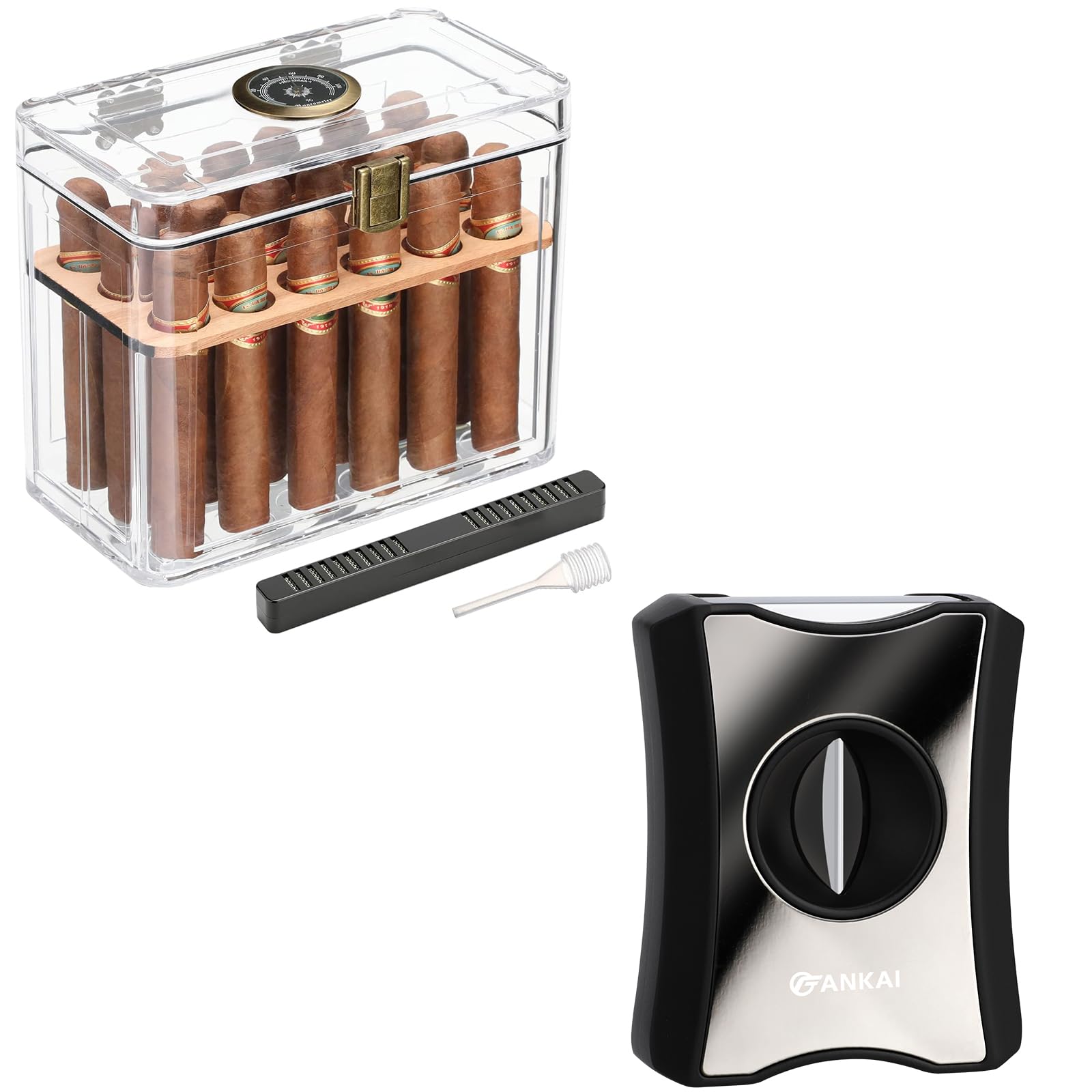 Cigar Humidor and Cigar Cutter Set