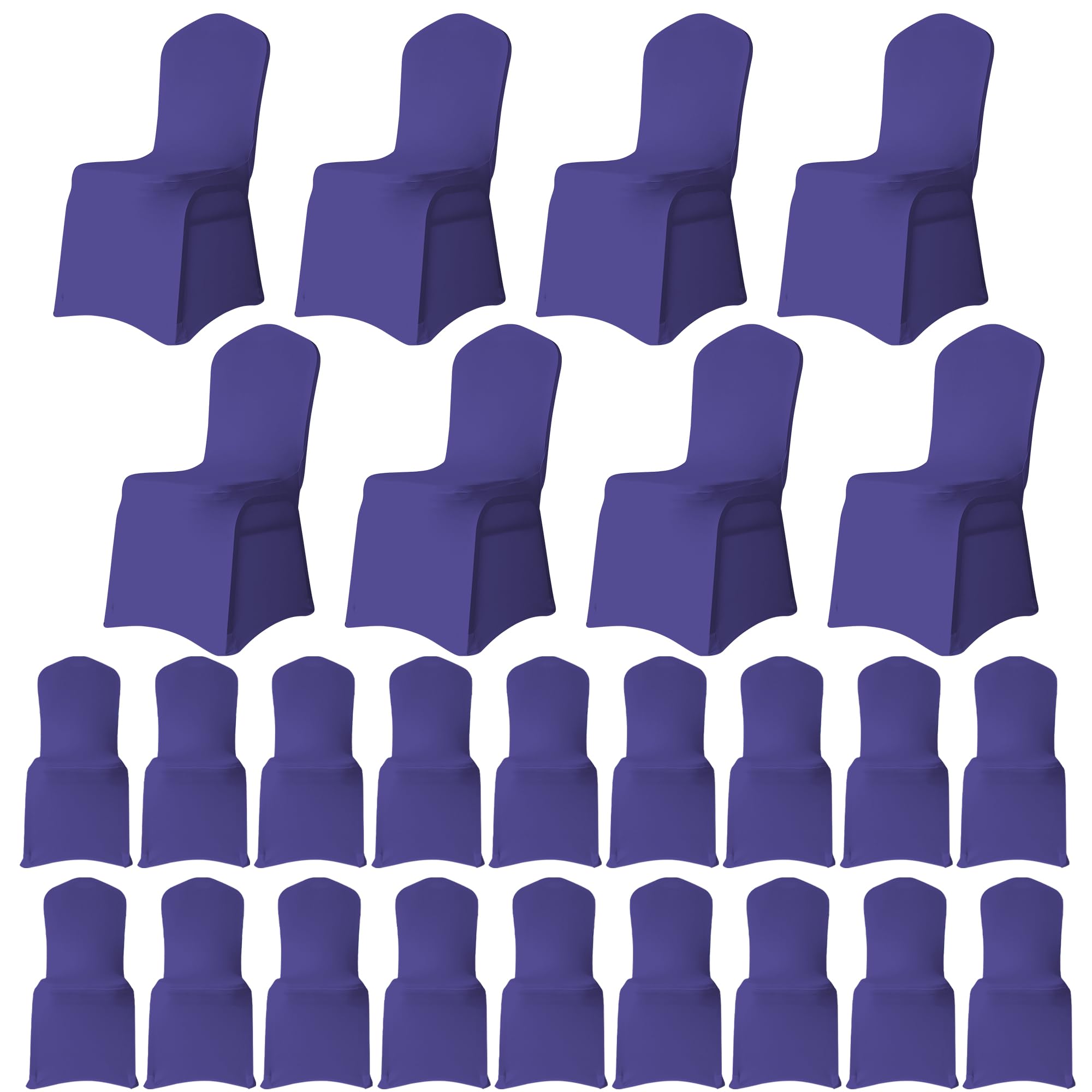 WedDecor Purple Protective Chair Cover Stretchable Spandex Front Flat Slipcovers for Weddings Decoration, Hotel, Conferences, Events, Restaurant, Birthday & Christmas Parties, 100pcs