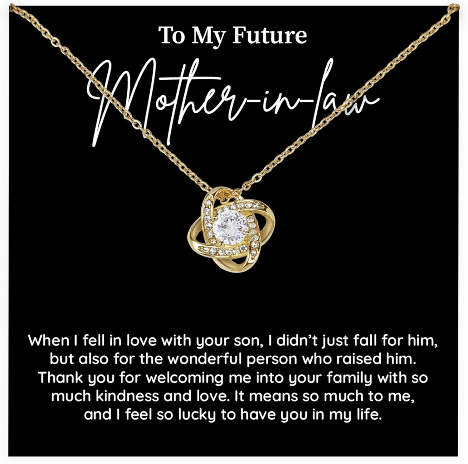 To My Future Mother In Law Necklace From Daughter In Law, Best Gifts For Mother In Law Birthday, Love Knot Necklace With Message Card, Thoughtful Mother's Day Or Christmas Jewelry Gift For Future Mother In Law Or Mother In Law, Gift For Wedding, Or Valentine's Day