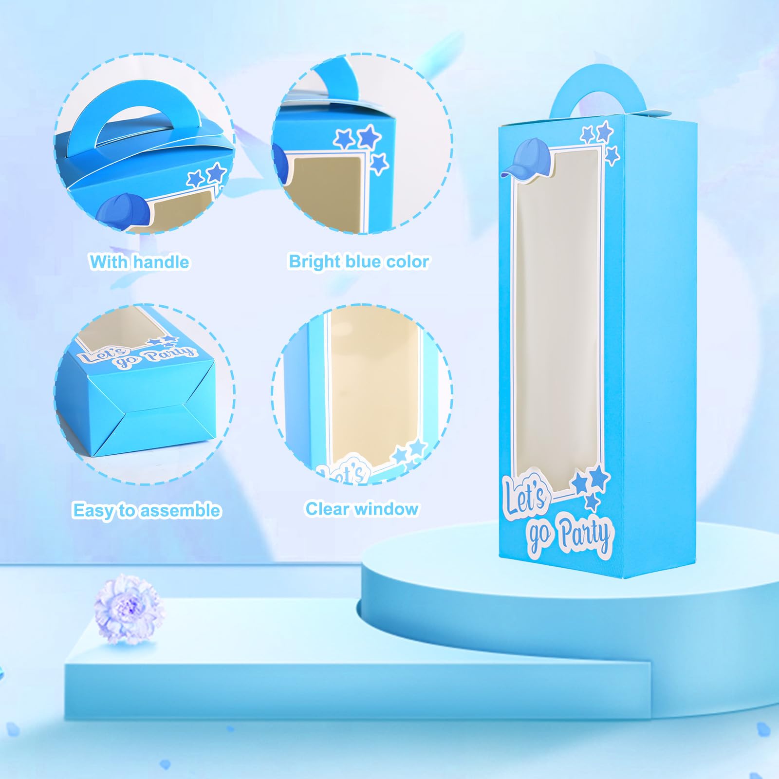 10 Scatole Regalo Blu Per Bomboniere - 19x7,2x4,8 Cm Con Manico E Finestra - Ideali Per Feste Di Compleanno, Addio Al Nubilato