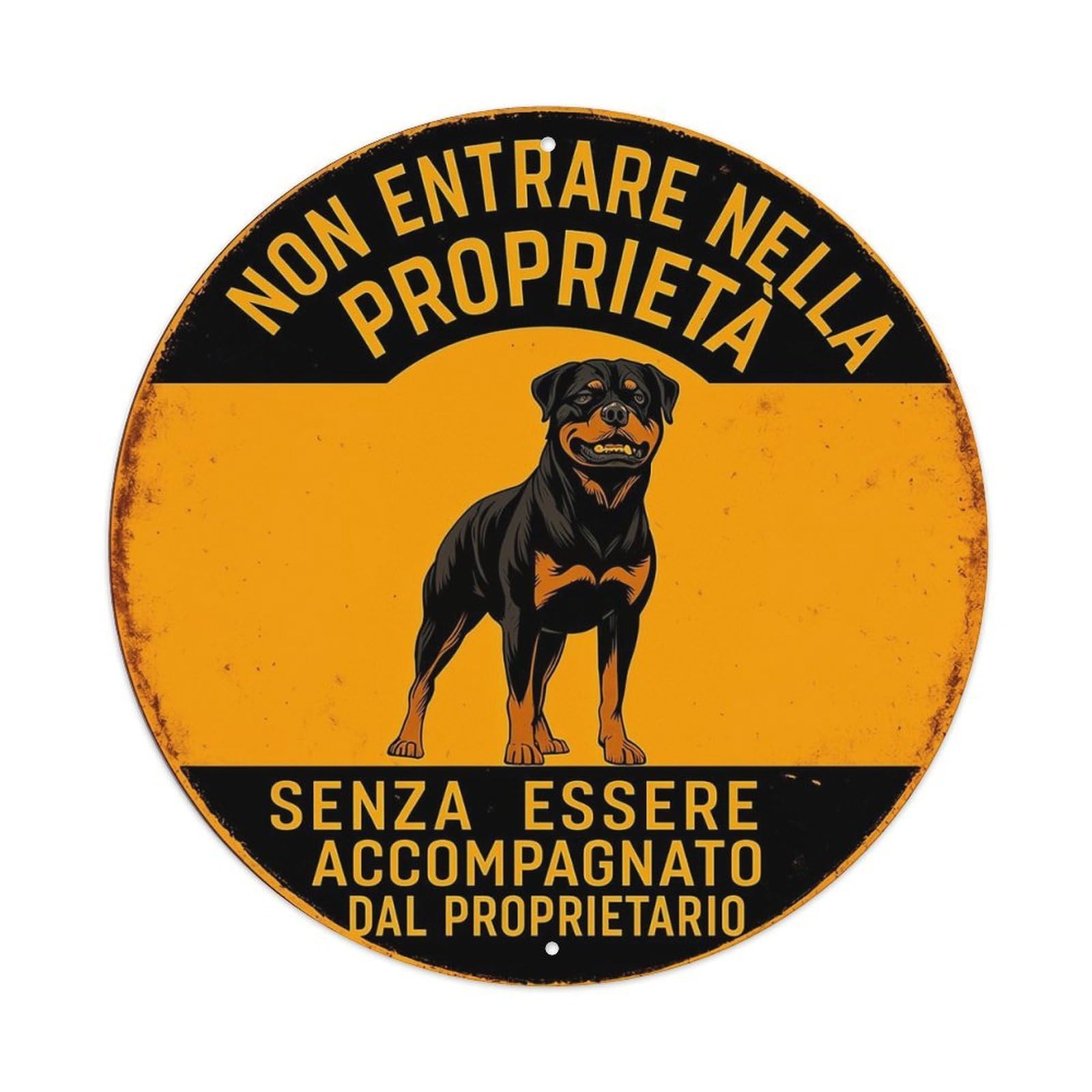Rottweiler Warning Sign Design Tin Sign Metal Poster Vintage Metal Signs for Home Man Cave Bar Cafe Kitchen laundry room Wall Decorations 8x8 inches