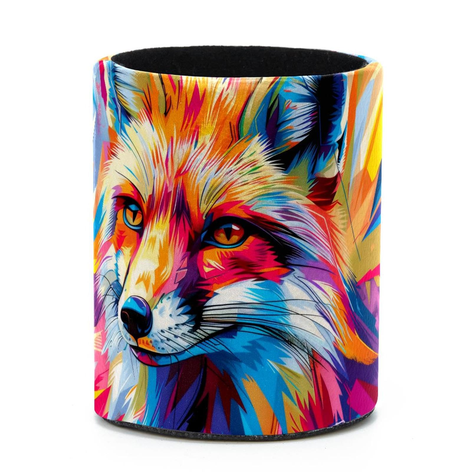 VAPOKF Round Pencil Holders for Desk, Colourful Fox Pen Holders Pen Pot Makeup Brushes Storage Desktop Stationery Supplies Organiser for Home Office