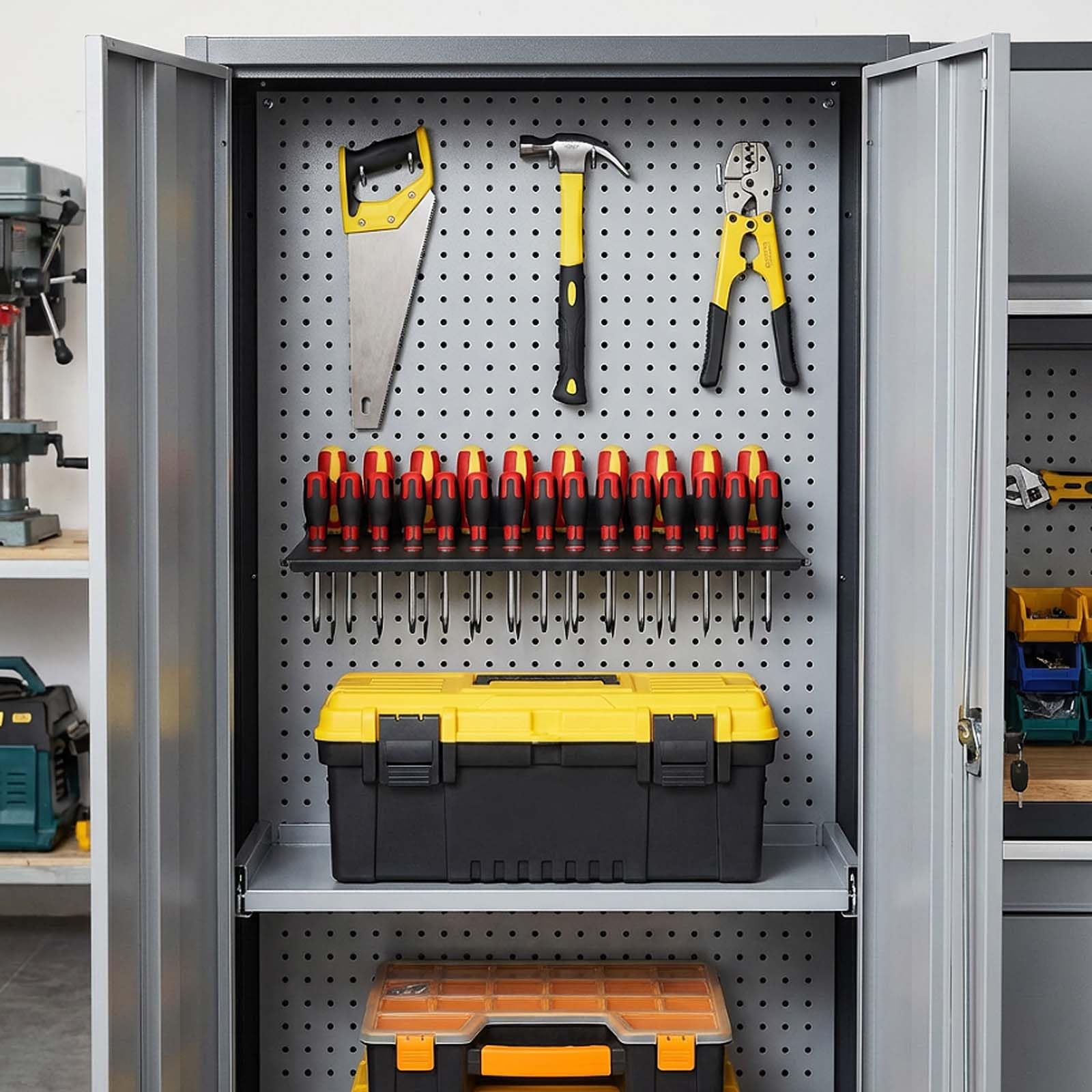 Porte Outils Mural - Support Tournevis en Métal avec 25 Emplacements - Rangement Pratique et Espace Optimisé pour Garage, Atelier et Travaux