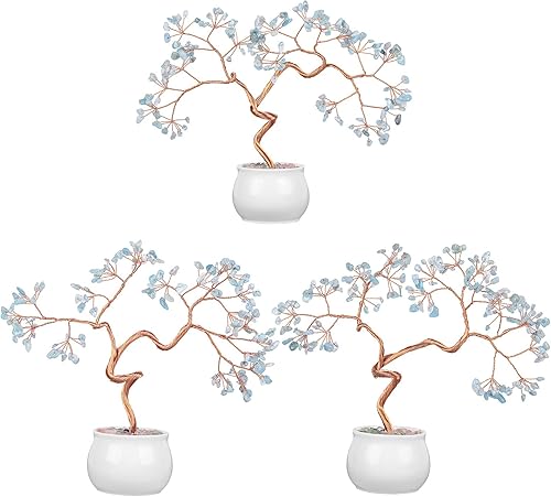 Miniatura 9 de Rockcloud Árbol de dinero Fengshui con piedra de cristal de amatista de 8.5 pulgadas con base de cerámica para buena suerte, riqueza, hogar,