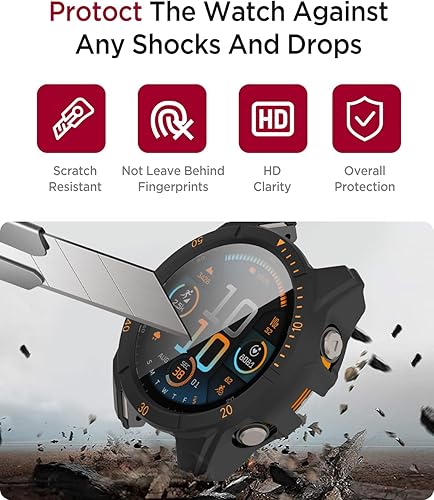 Miniatura 4 de Miimall Funda compatible con Garmin Fenix 8, anticaídas, cobertura completa, carcasa rígida de policarbonato con vidrio templado integrado para