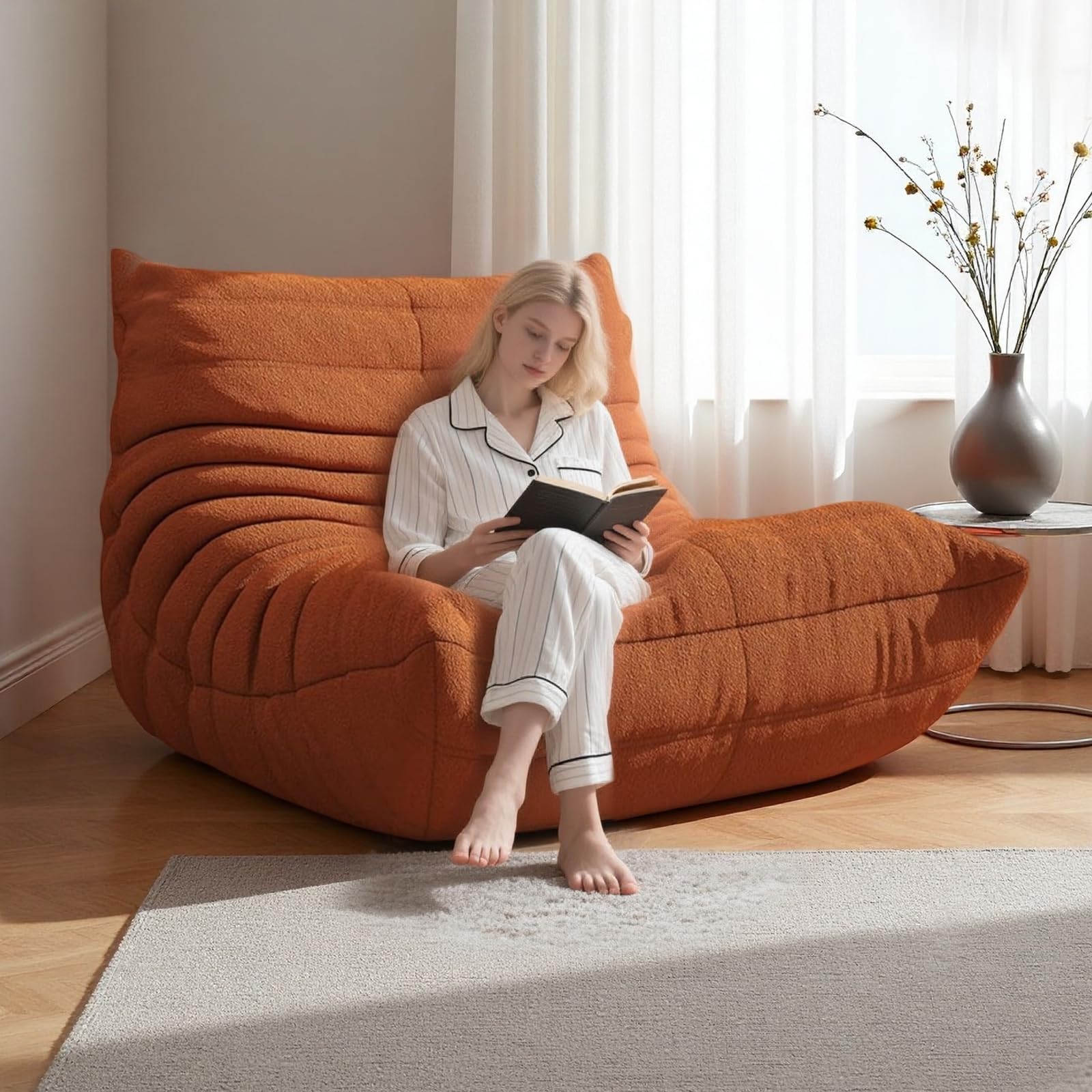 Sedia a Sacco Togo da Camino, Divano Largo per Pavimento per Adulti e Adolescenti, Sedia Ergonomica da Relax, Comfort ad Alta Densità, per Soggiorno, Camera da Letto, Ufficio