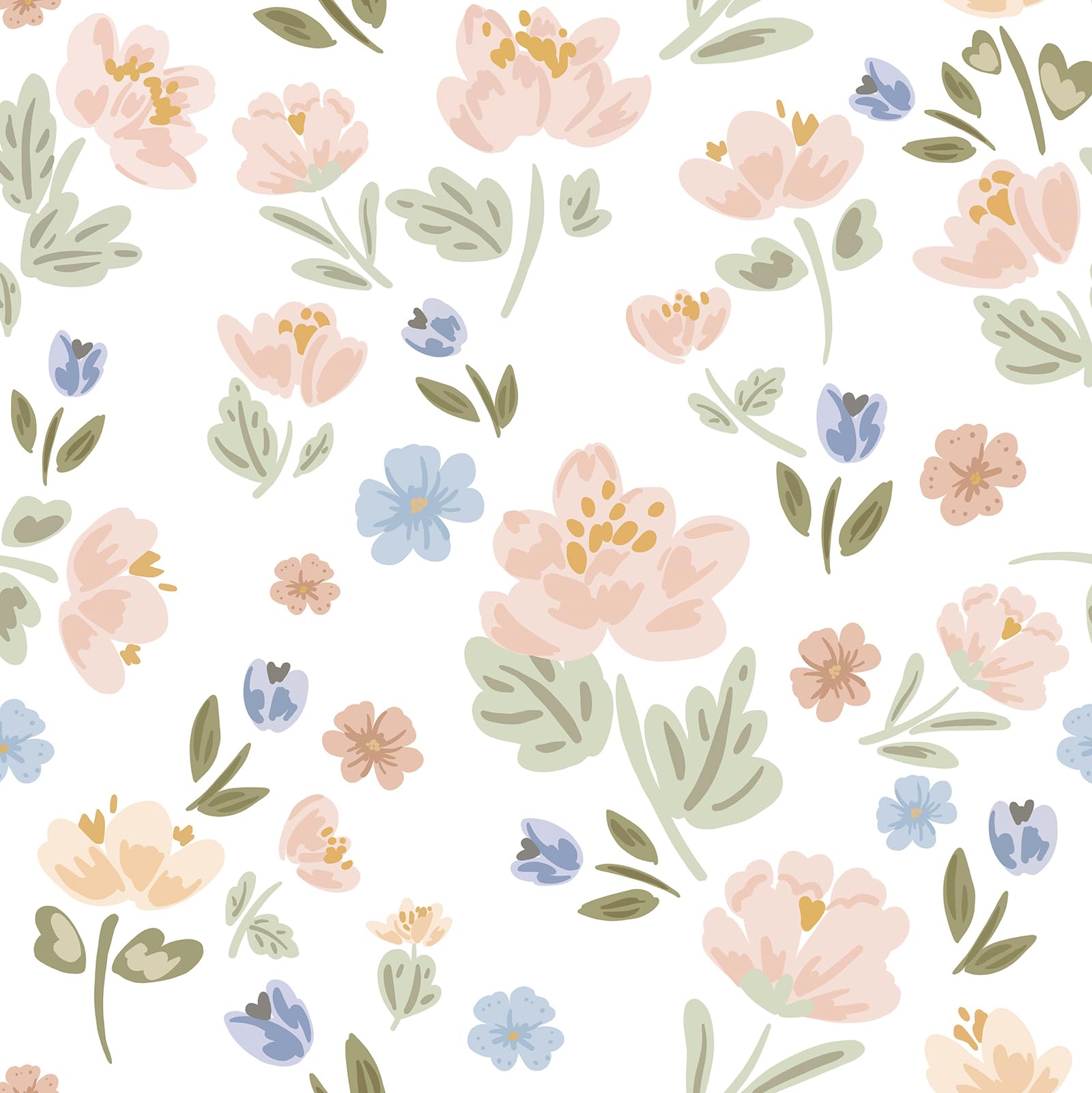 Timeet Self Adhesive Wallpaper White Floral Contact Paper 44CMx10M Waterproof Peel and Stick Wallpaper Pink Flower Leaf Stick on Wallpaper Thicken Sticky Back Plastic Removable Vinyl Wrap for Wall