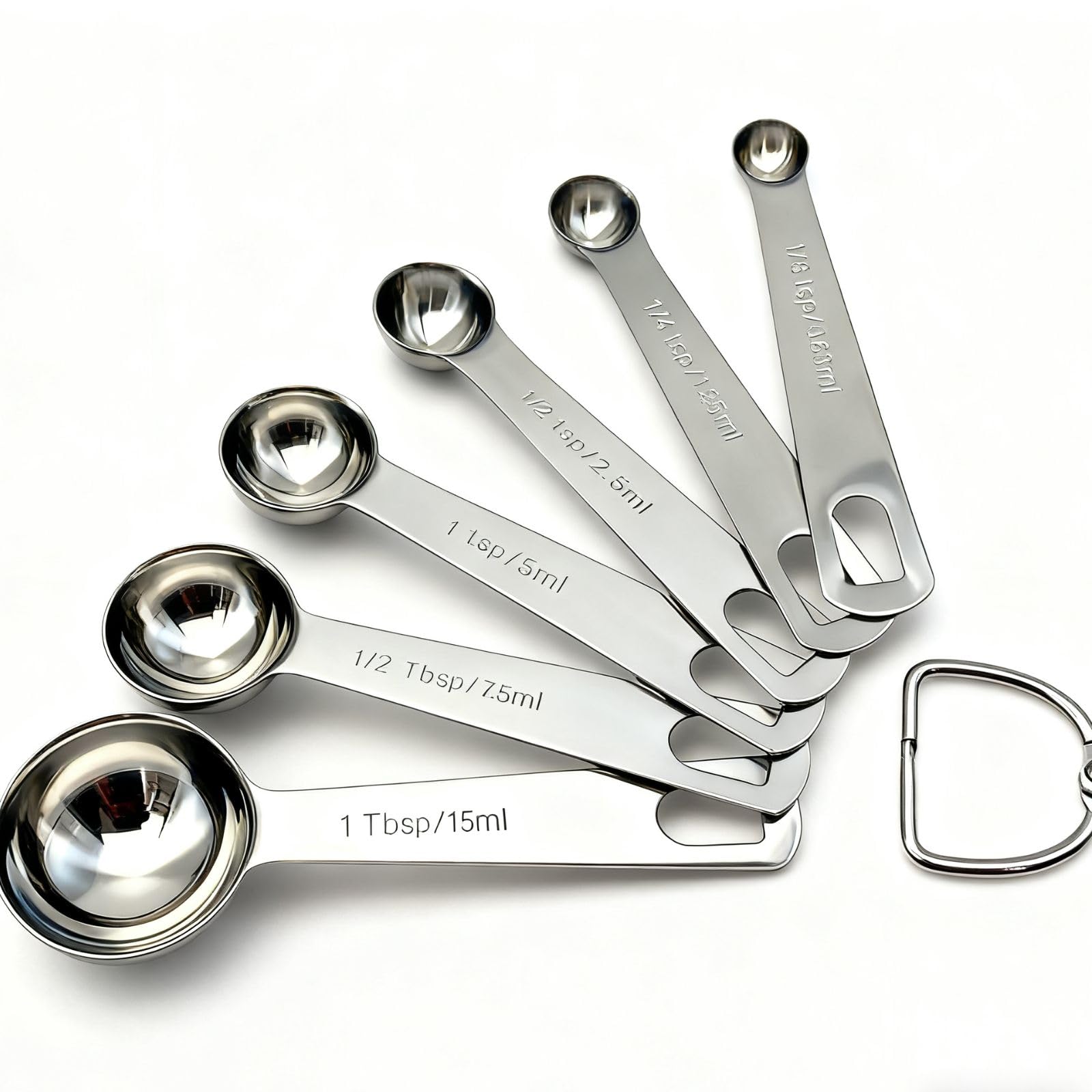 Edelstahl-Messbecher- und Messlöffel-Set mit rundem Anschluss, Küchenmesslöffel und -becher, Küchenwerkzeug zum Kochen und Backen (13-teiliges Set)