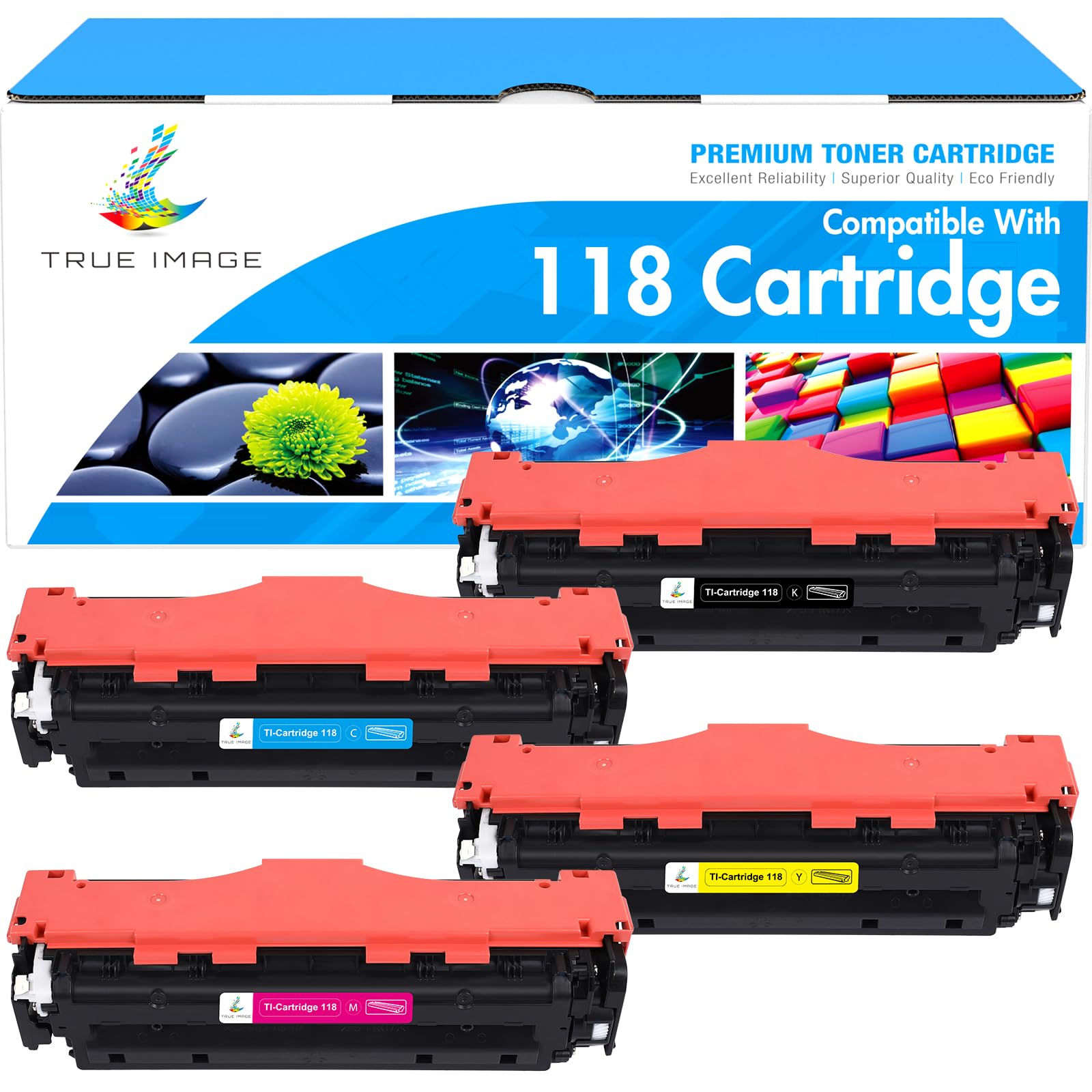 118 Toner Cartridges Compatible Replacement for Canon 118 CRG118 CRG-118 Toner for Canon Imageclass MF8580Cdw MF726Cdw MF8380Cdw MF8350Cdn LBP7660Cdn MF8350 MF8580 Printer Ink (B/C/Y/M, 4-Pack)