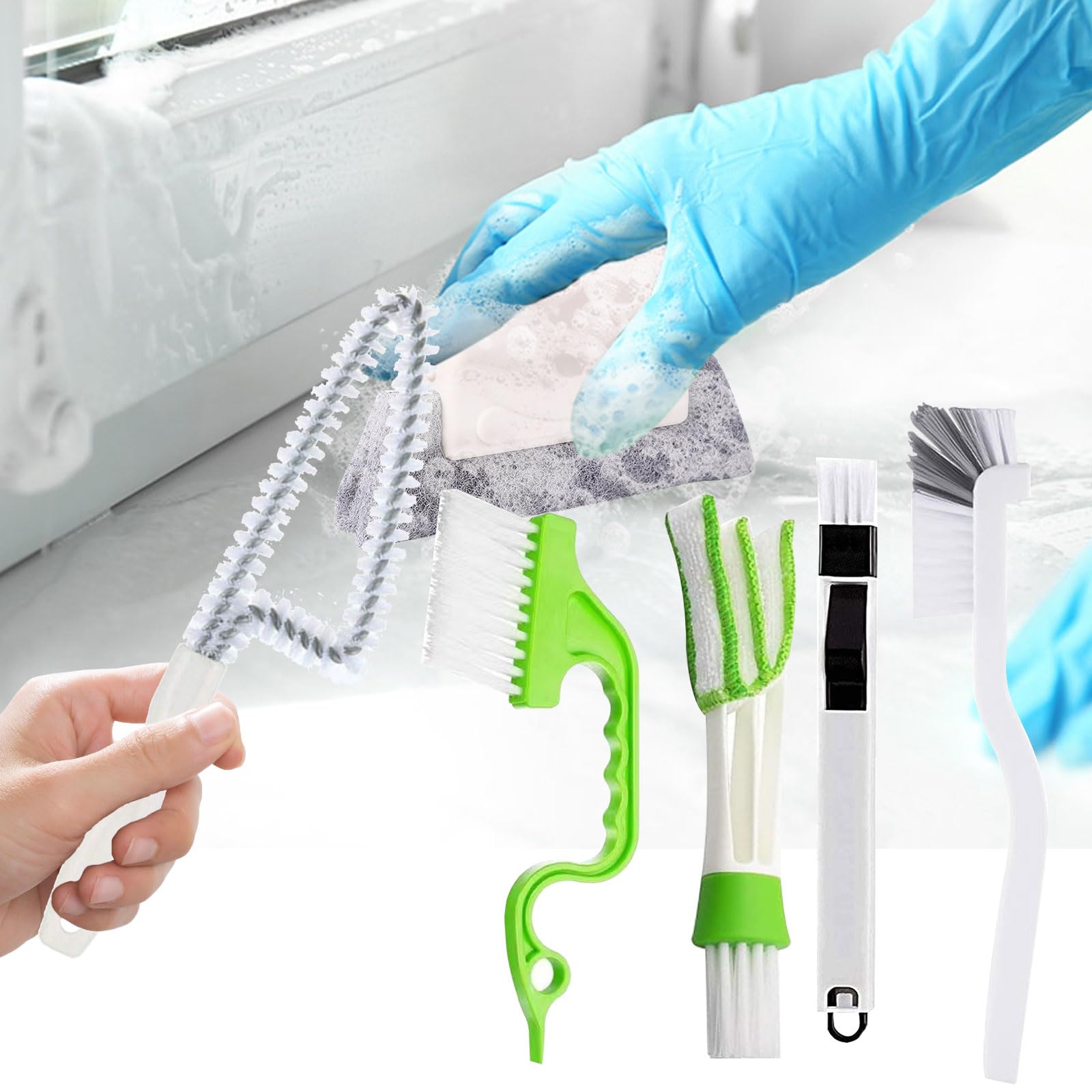 Kit de Brosses de Nettoyage pour Rainures de Fenêtres et Portes Coulissantes 7 Pièces Brosse de Nettoyage de Rainure de Fenêtre Brosse de Nettoyage pour Store Outils de Nettoyage pour Salle