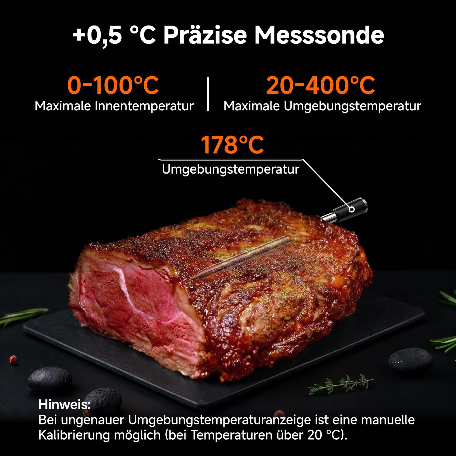 BFOUR Fleischthermometer Kabelloses,intelligente eigenständige Basisstation mit großem LCD-Display, unbegrenzter WiFi Reichweite, App Steuerung,Grillthermometer für Küche, BBQ, Grill, Backofen,Smoker