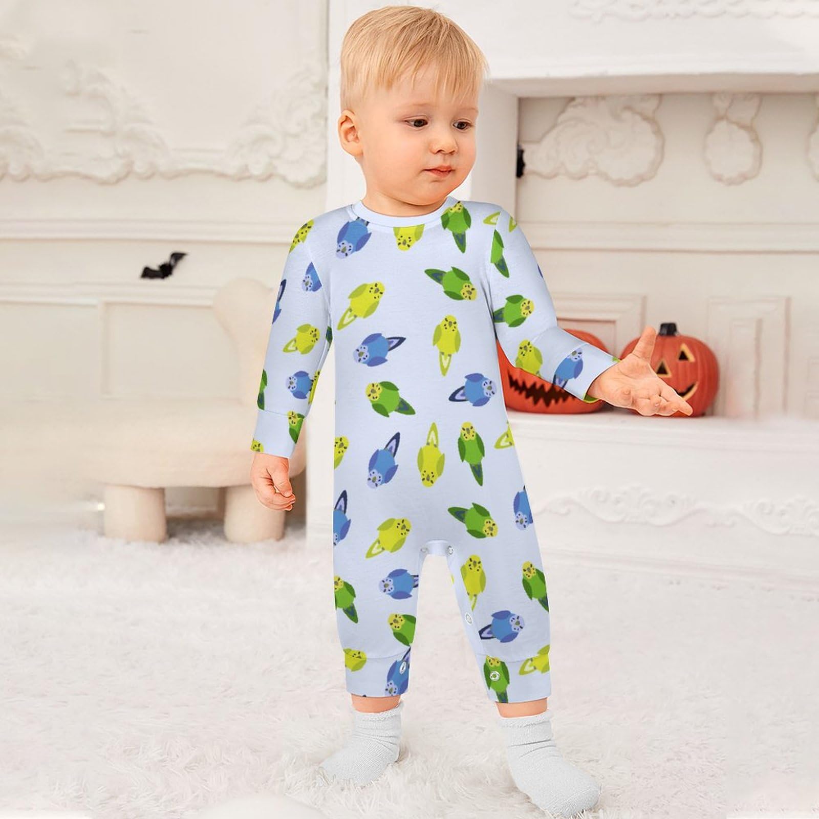 Amazon.co.jp: ベビー服 セキセイインコ 鳥柄 ロンパース 長袖 新生児 