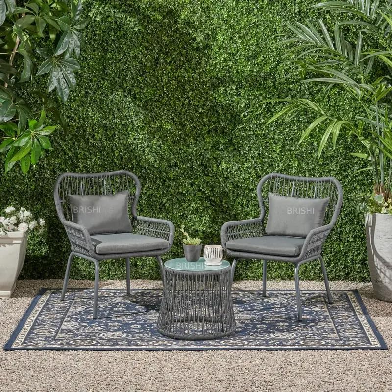 BRISHI Braid & Rope Garden Patio Seating Chair and Table Set Outd...