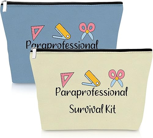 Miniatura 8 de Regalo de agradecimiento paraprofesional, 2 bolsas de maquillaje para regalo de agradecimiento para paraeducador, asistente de profesor, 2 piezas,