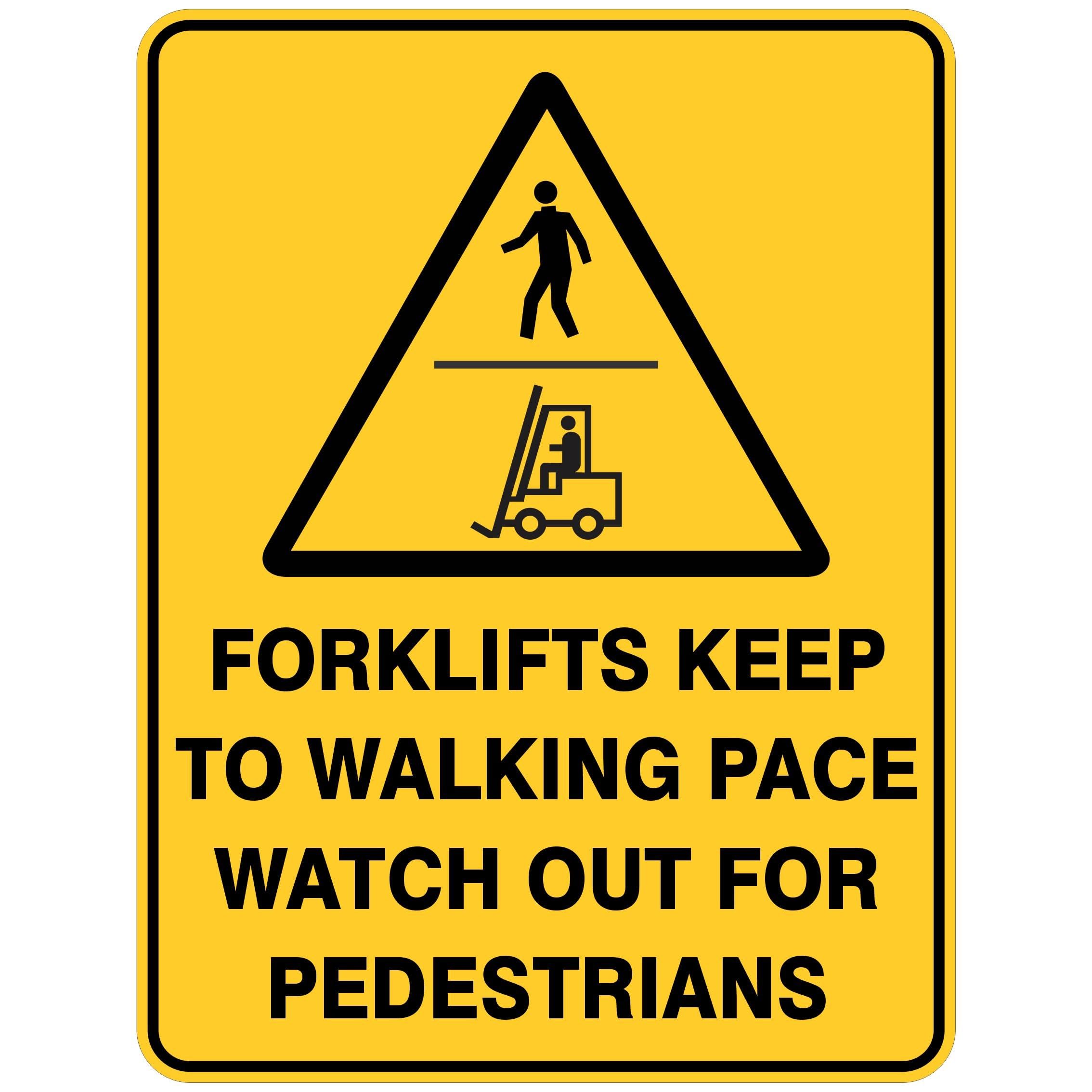 Forklifts Keep To Walking Pace Warning Signs Metal Tin Sign 8 x 12 inch for Industrial & Commercial