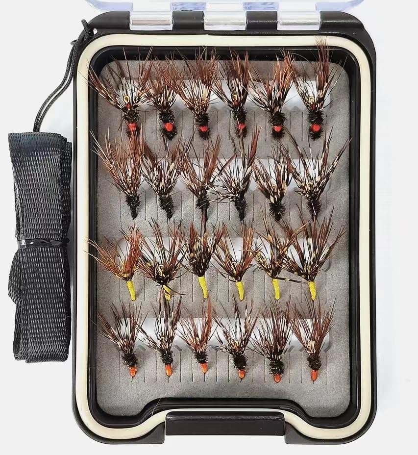 Wifreo 24PCS Tenkara Flies Flies with Waterproof Fly Box Tenkara Fishing Fly.Fly Fishing Flies for Trout, Grayling, Panfish, etc