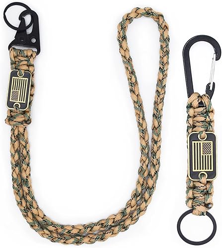 Miniatura 9 de 2 llaveros de cuerda de paracaídas trenzada resistente con bandera de Estados Unidos, collar de cuerda de paracaídas, 2 piezas verde militar