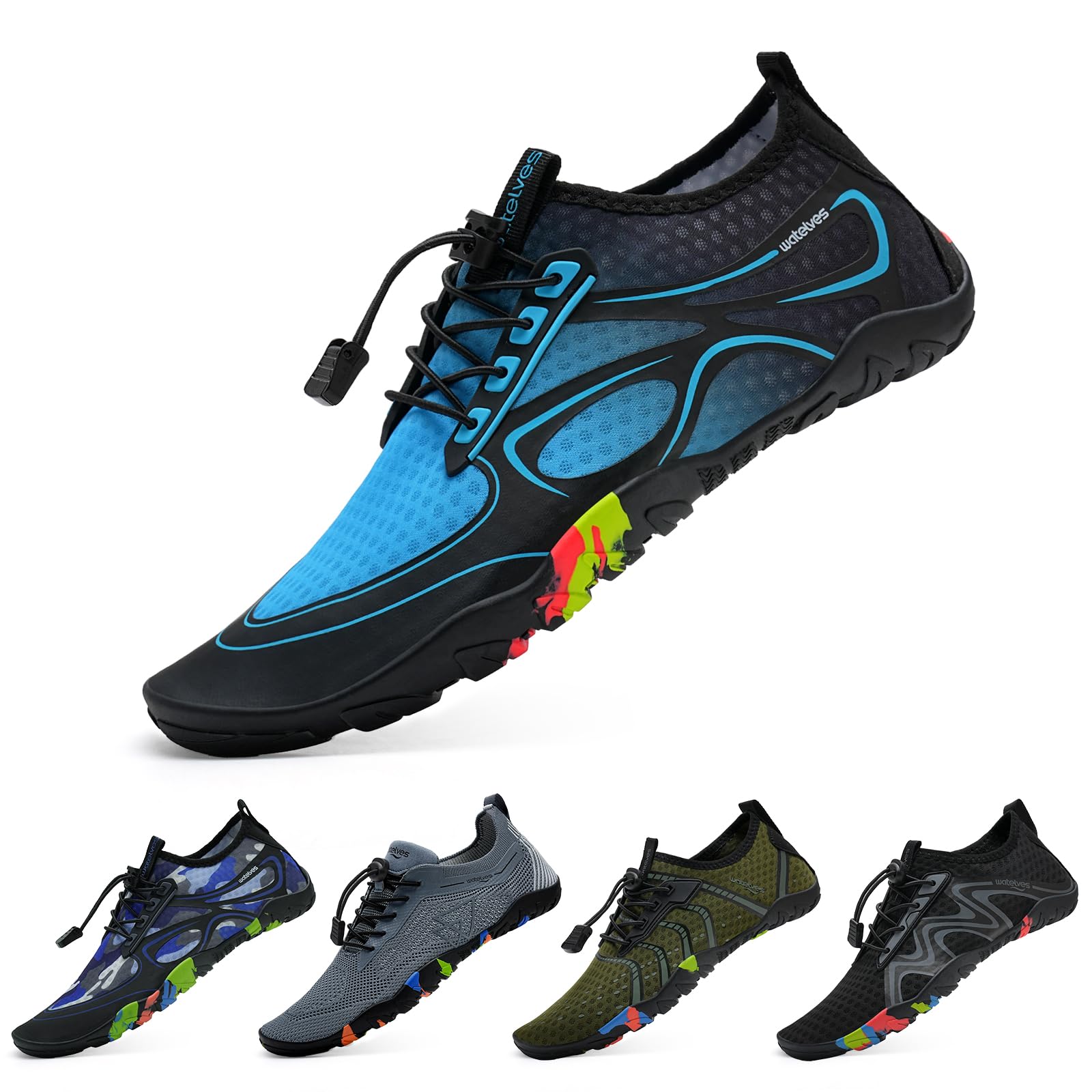 WateLves Bathing Shoes, Water Shoes, Women's and Men's Quick-Drying and Quick-Wearing Beach Shoes for Diving, Surfing, Water Sports, Hiking, Yoga, Everyday Use, 36-48 EU
