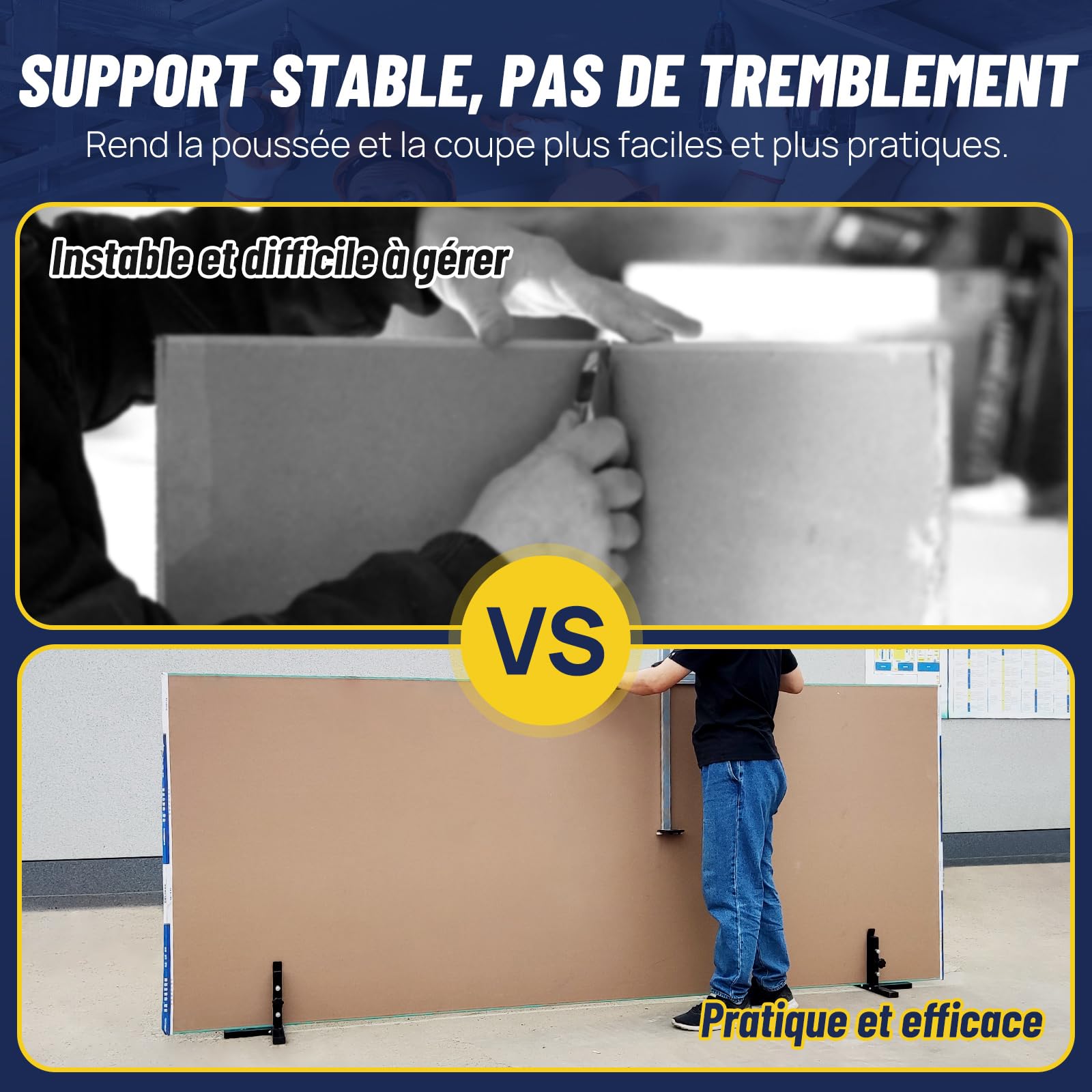 Zozen Support de découpe pour plaques de plâtre, avec supports réglables, compatible avec différentes épaisseurs de MDF, et autres matériaux. Un outil pratique pour la découpe de plaques de plâtre.