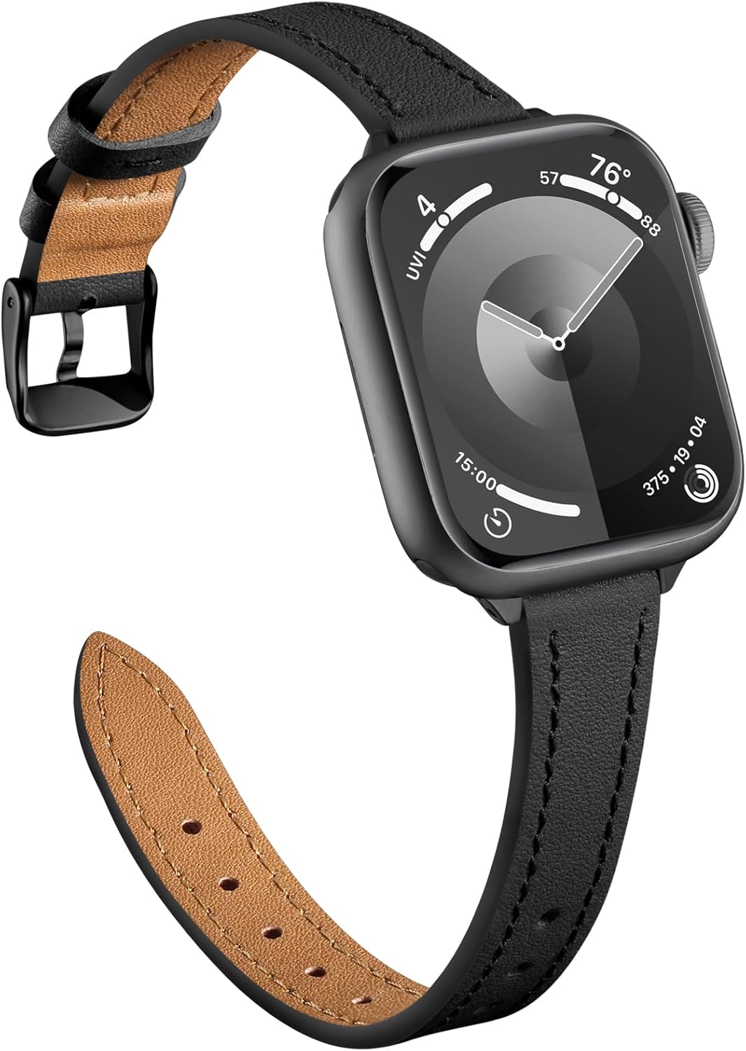 Slim Leather Bands Compatible with Apple Watch Band 38mm 40mm 41mm 42mm 44mm 45mm 46mm 49mm,Top Grain Leather Watch Thin Wristband for iWatch Ultra SE Series 10/9/8/7/6/5/4/3/2/1