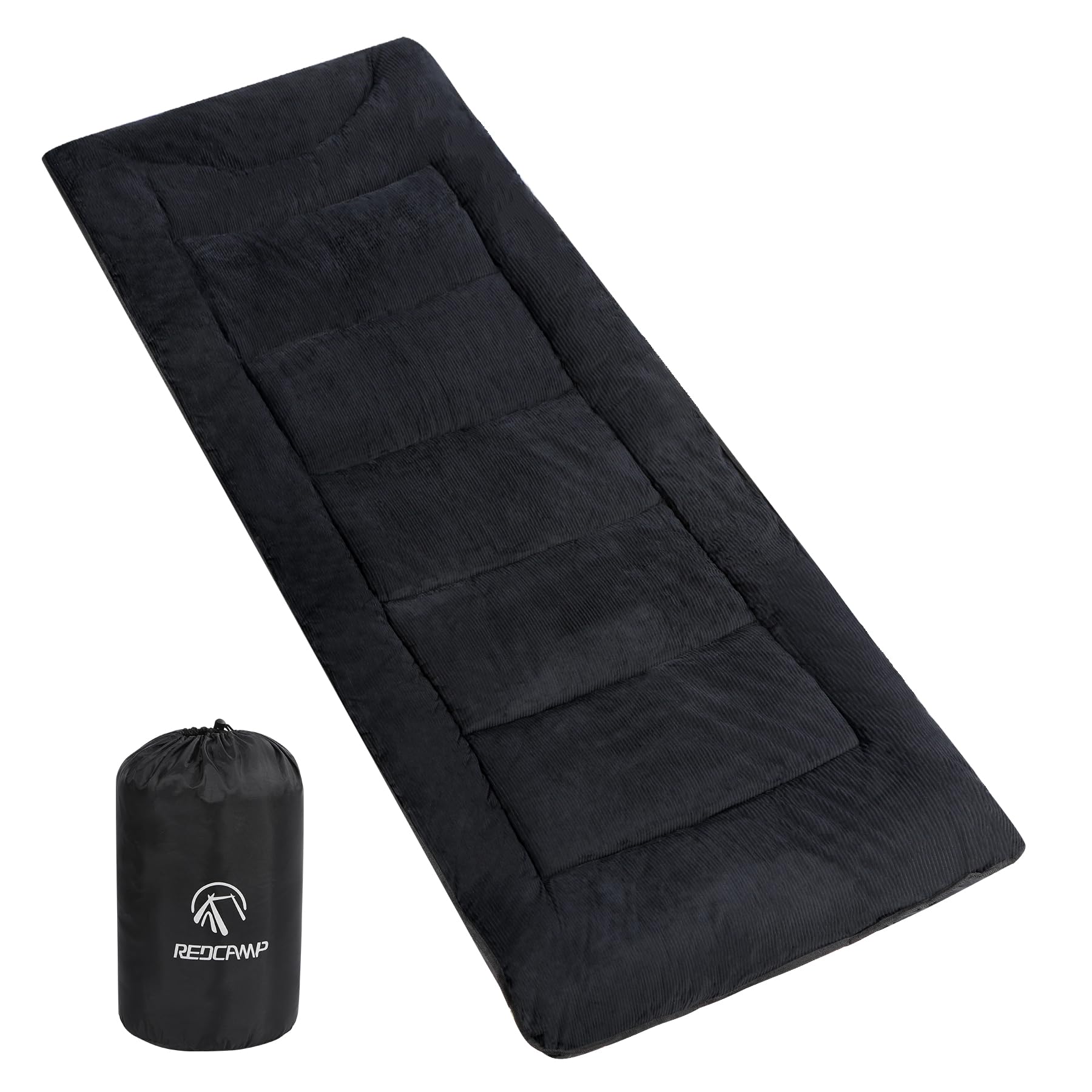 REDCAMP XL Feldbett Matratze & Topper, weiche Isomatte, 190 x 75 cm, Schwarz Sport & Freizeit