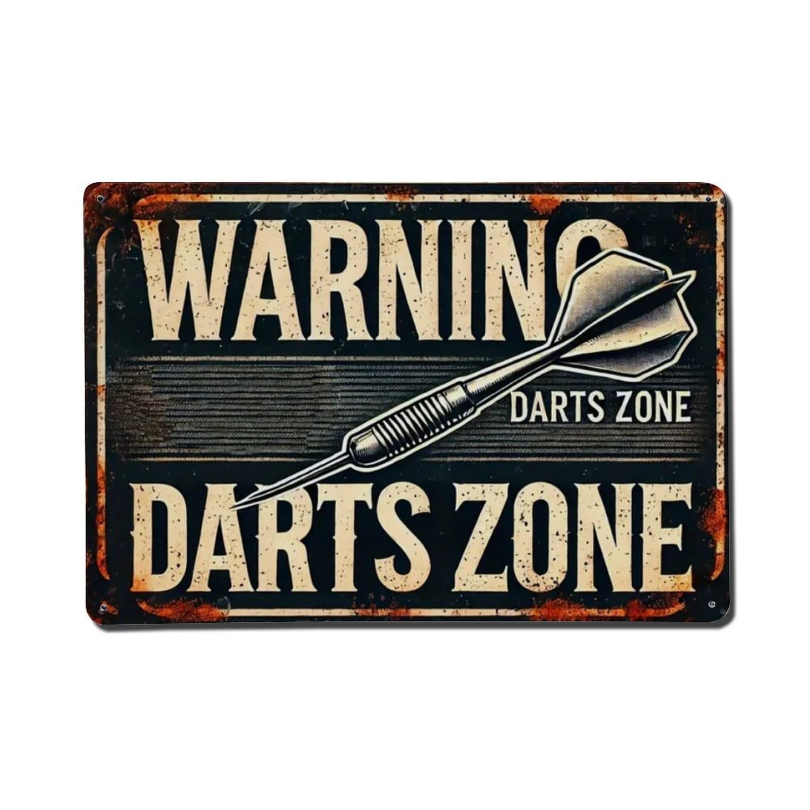 Gentinap Vintage Warning Darts Zone Tin Sign Metal Sign Home Bar Garden Wall Decor Metal Poster 8X8 Inch