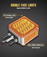 Vista 2 de Partsam Luces LED de Pedestal Ámbar/Ámbar de Doble Cara 39 Luces LED de Señal de Giro Montaje con Perno Luces de Guardabarros Luces Laterales