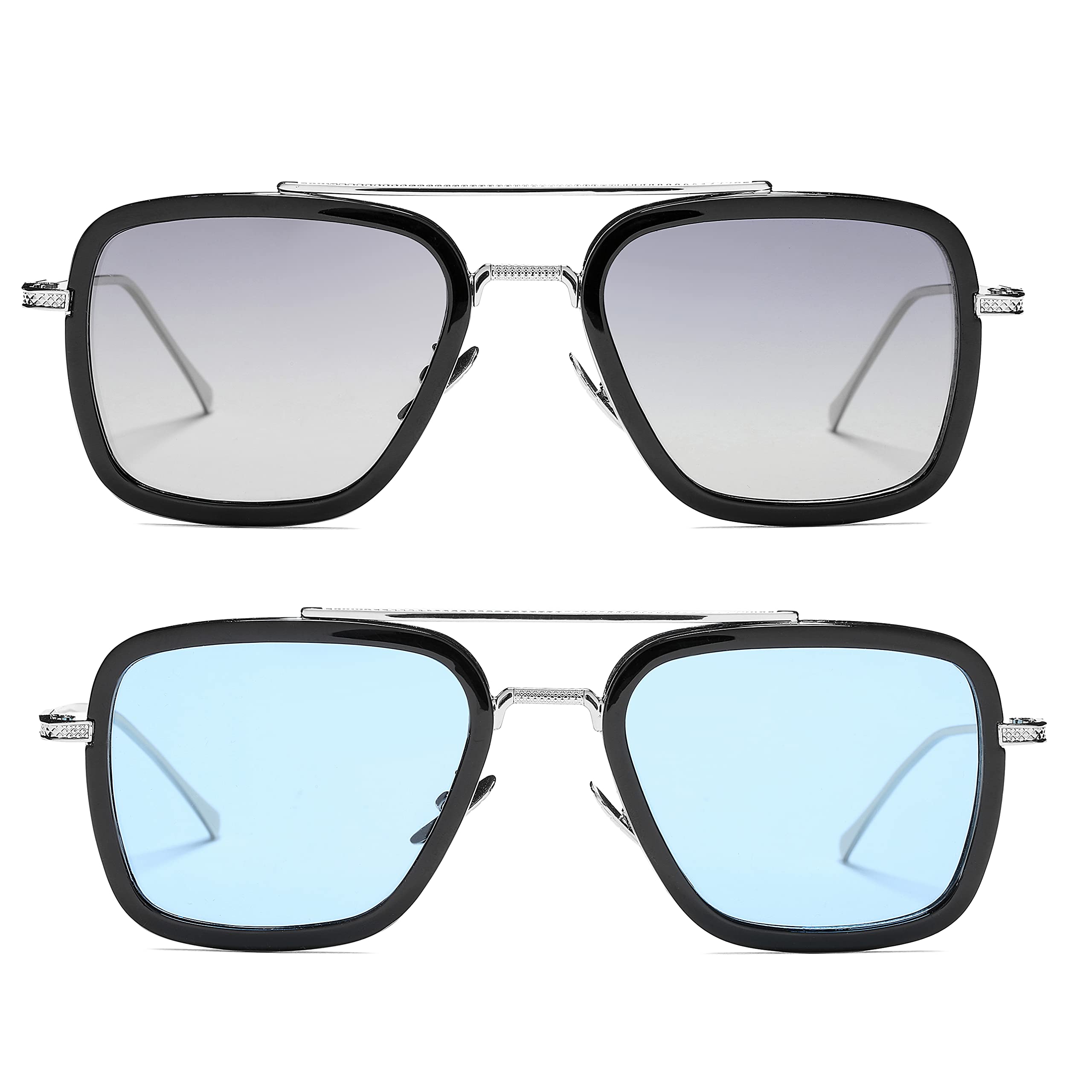 Tony Stark Classic Signature Sunglasses Square Retro Polarized Sunnies for Men