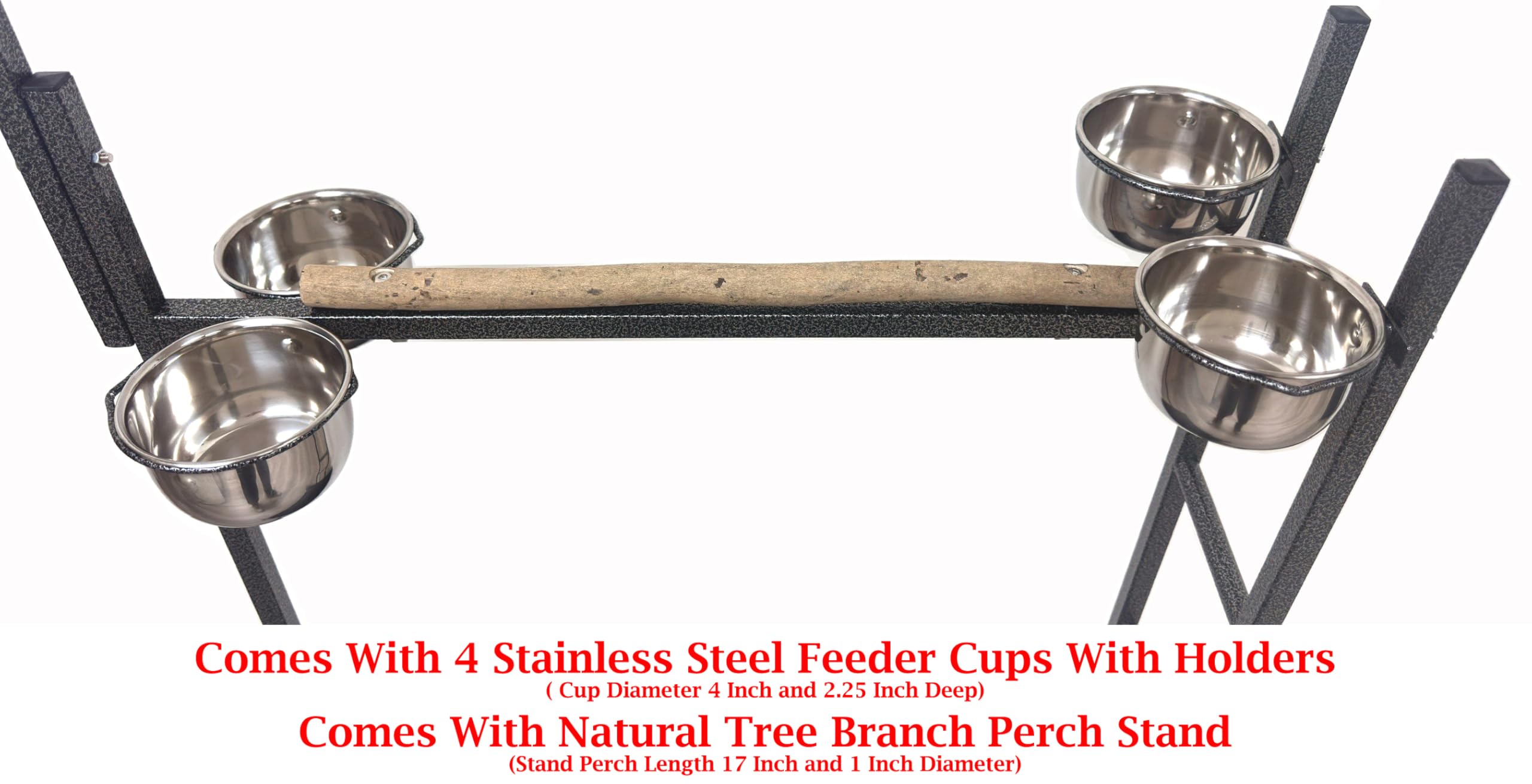 65.5 Inch X-Large Parrot Natural Perch Stand Bird Play Ground Training with Strong Climbing Play Ladder Stainless Feeding Bowls Toy Hook Removable Washable Tray Lockable Rolling Wheels product thumbnail 5