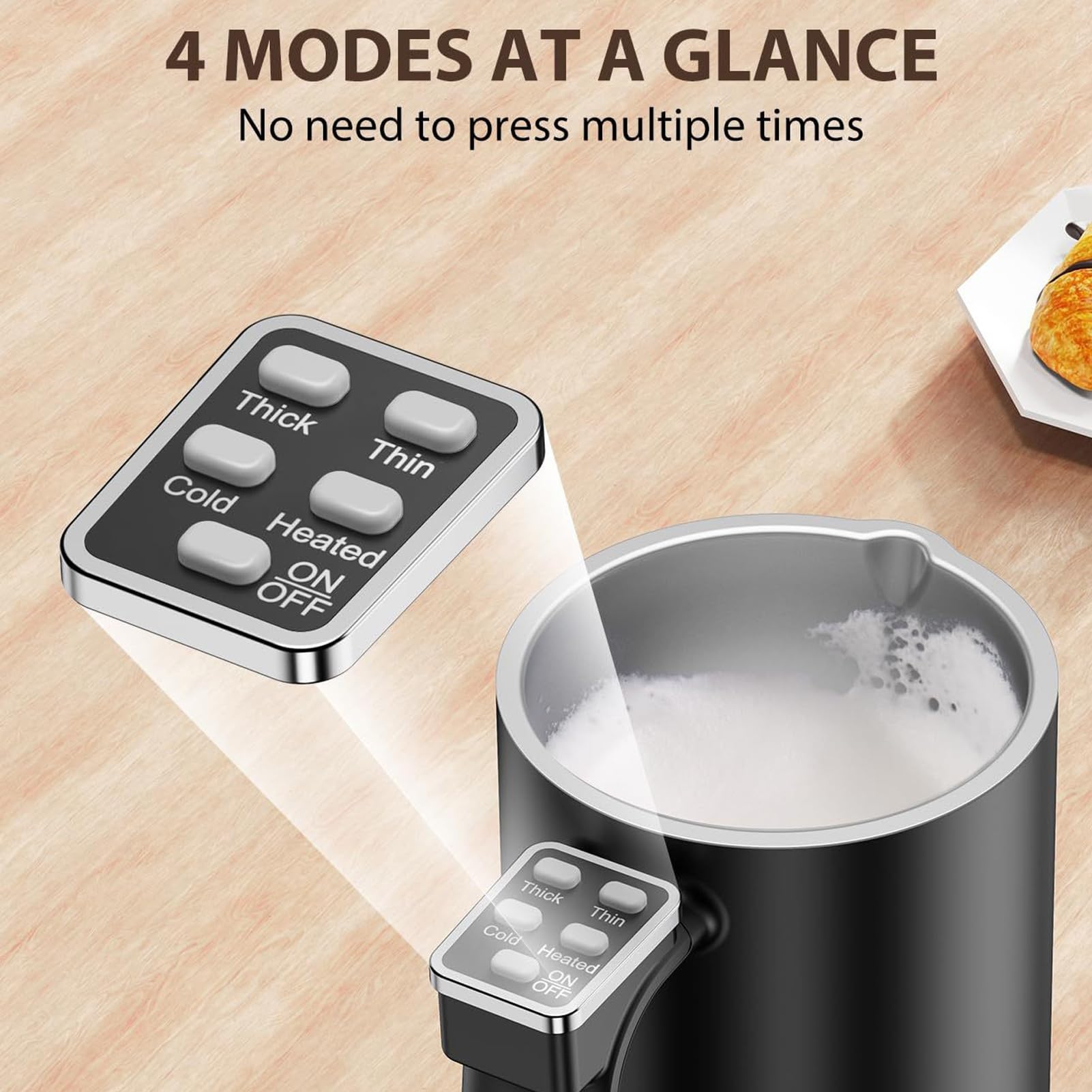 350 Ml/11,8 uncji Elektryczny spieniacz do mleka Automatyczny Spieniacz Do Mleka Gorący/Zimny Kontrola Temperatury Do Kawy Mlecznej, Cappuccino, Czekolada I Gorąca Czekolada